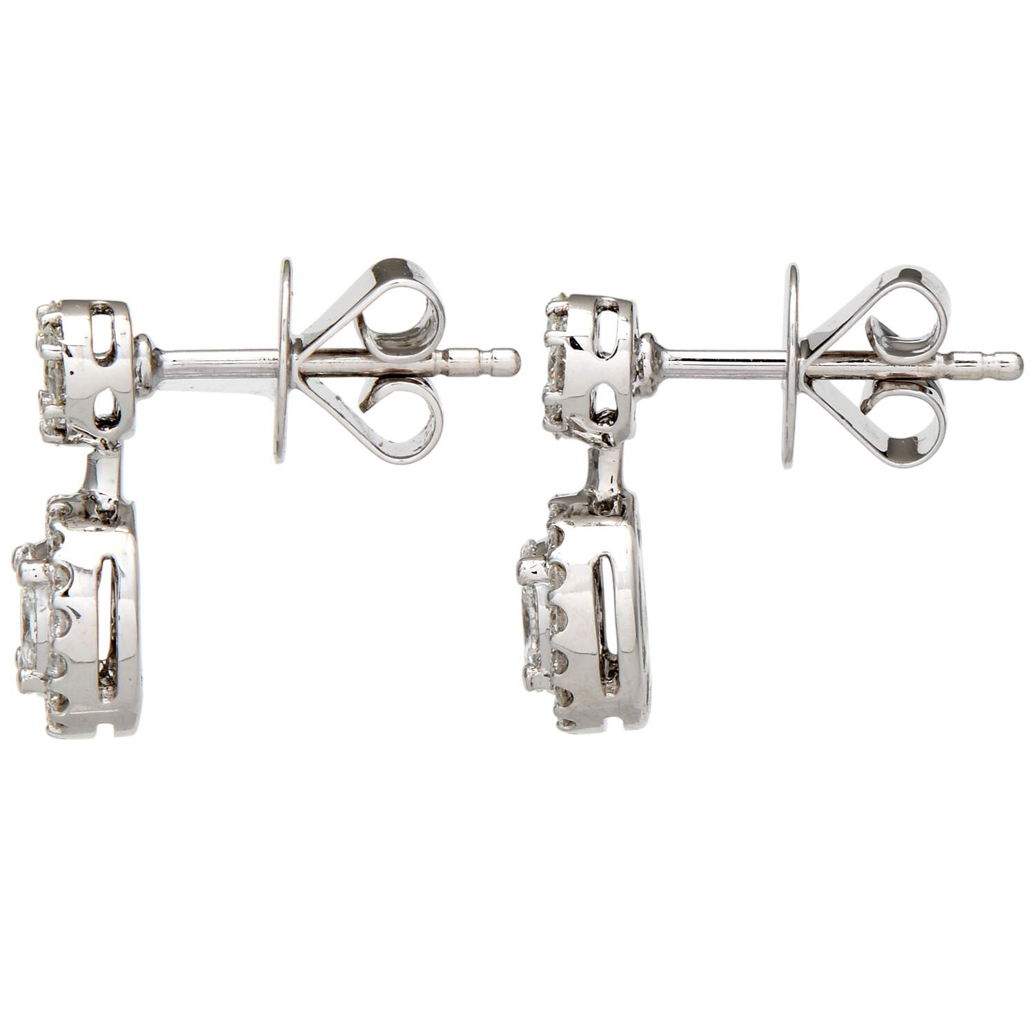 18KW Diamond(1.00) Cluster Drop Earrings-2