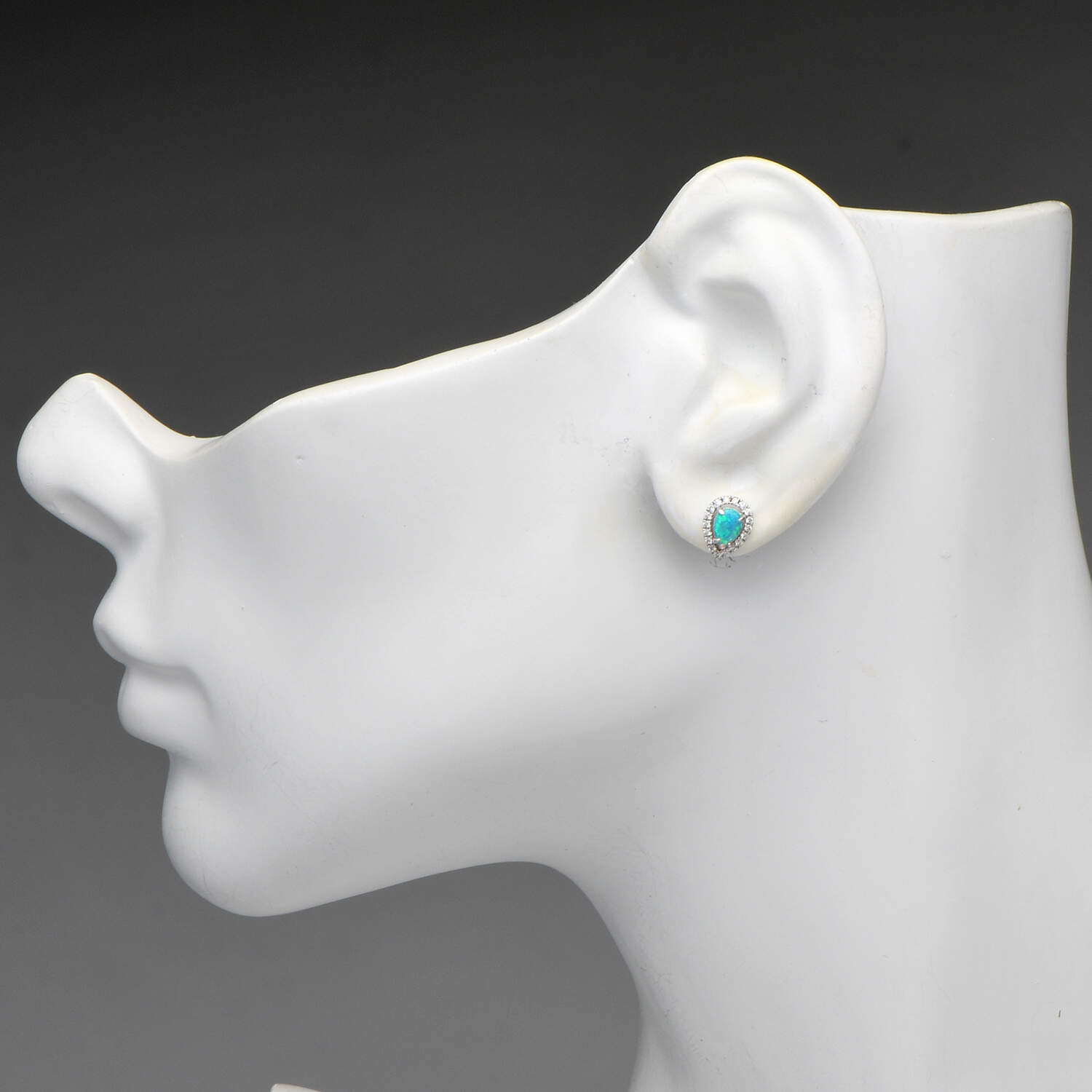 14KW Opal(0.52) & Diamond(0.10) Halo Stud Earrings-3