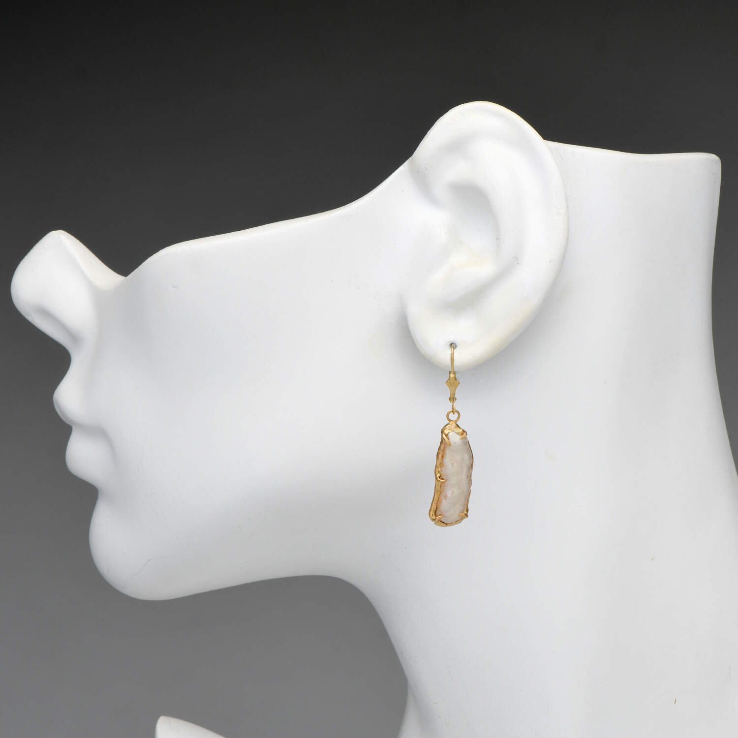 14KY Biwa Pearl Dangle Earrings-3