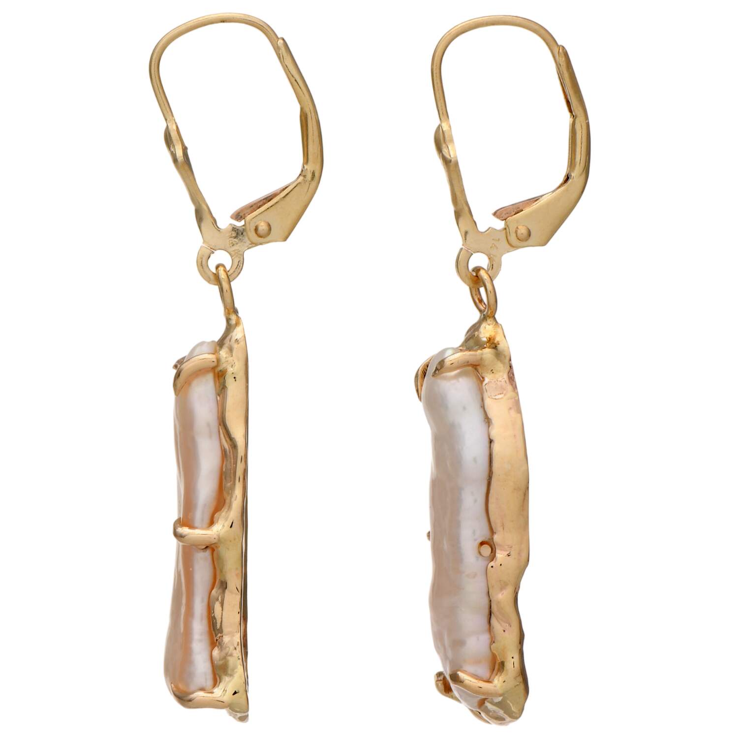 14KY Biwa Pearl Dangle Earrings-2