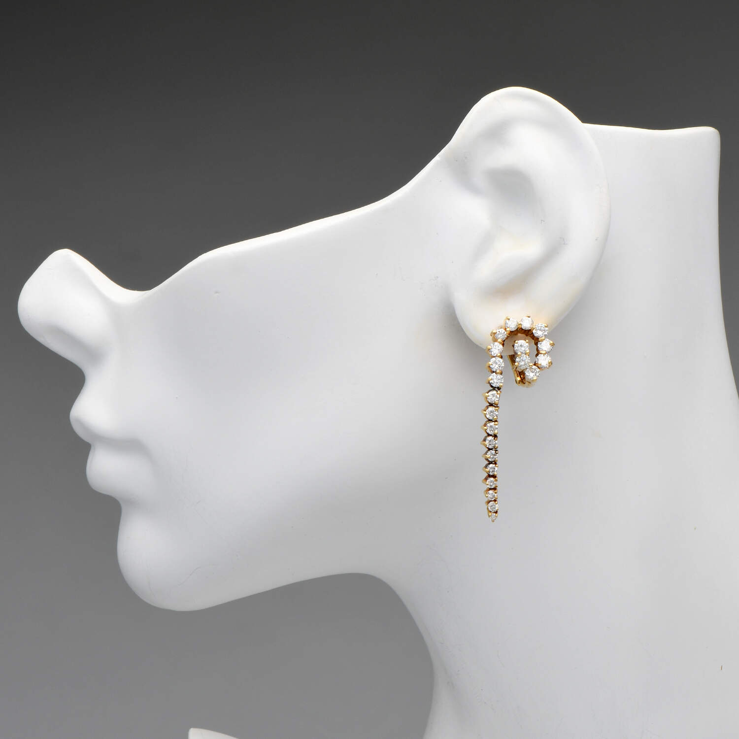 18KY Jose Hess Diamond (3.00) Drop Earrings-3
