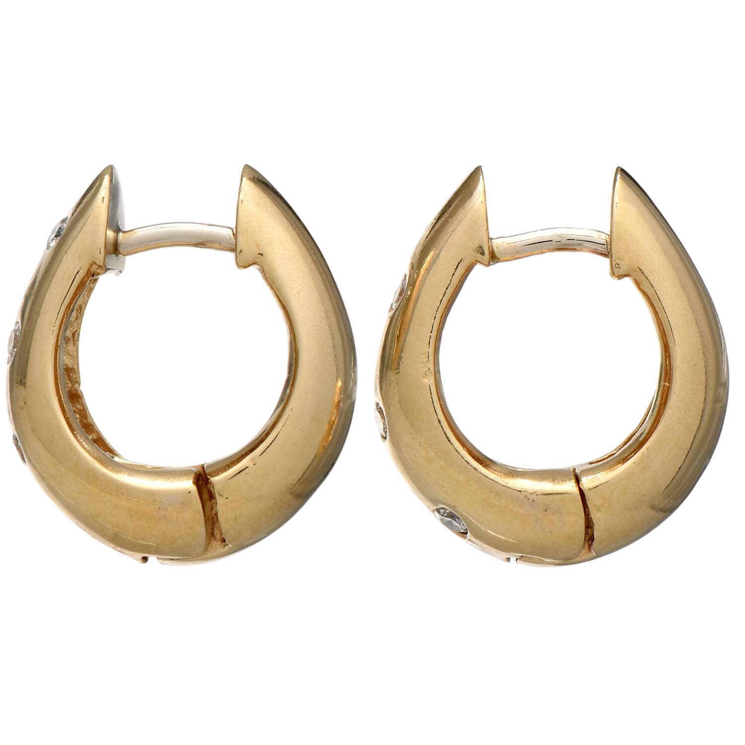 14KY Reversible Diamond (0.24) Scatter Huggie Earrings-2