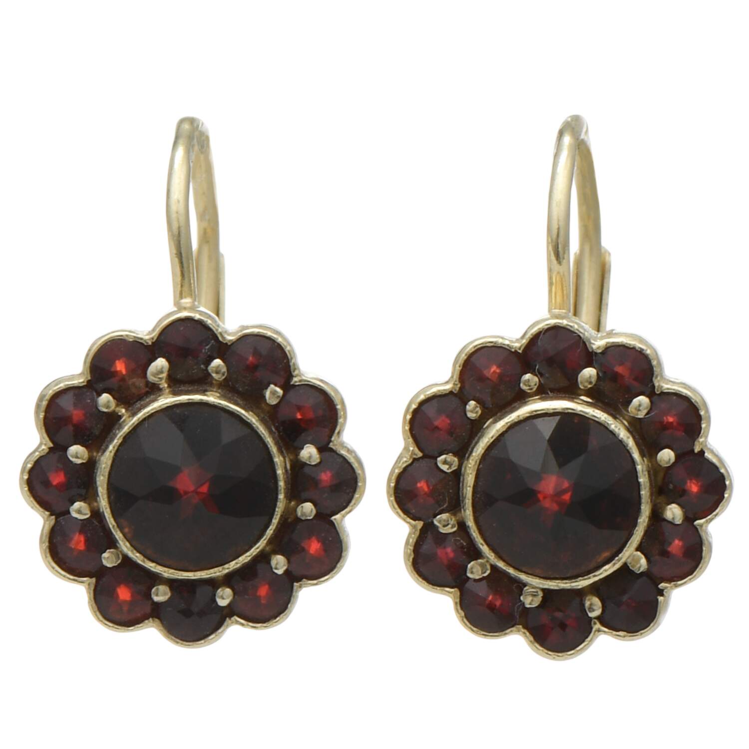 14KY Bohemian Garnet (1.39) Floral Drop Earrings-1