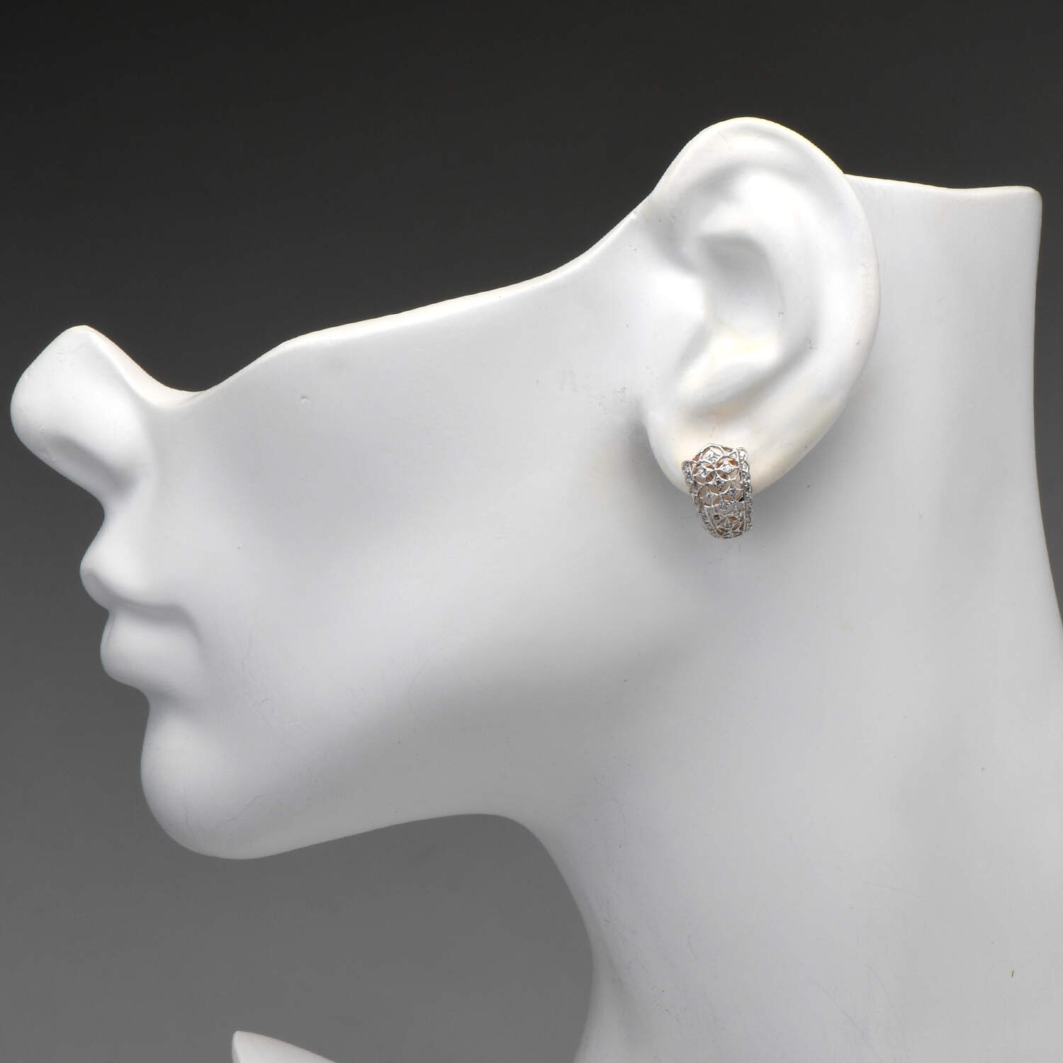 14KWY Diamond (0.24) Half-Hoop Filigree Earrings-3