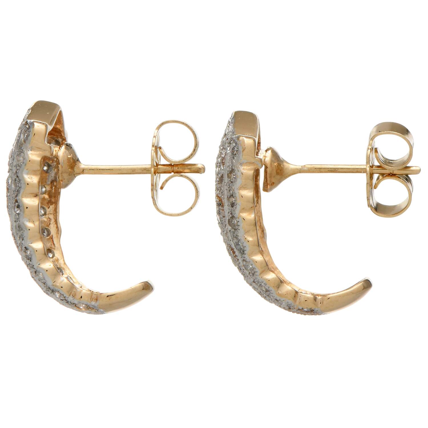14KWY Diamond (0.24) Half-Hoop Filigree Earrings-2