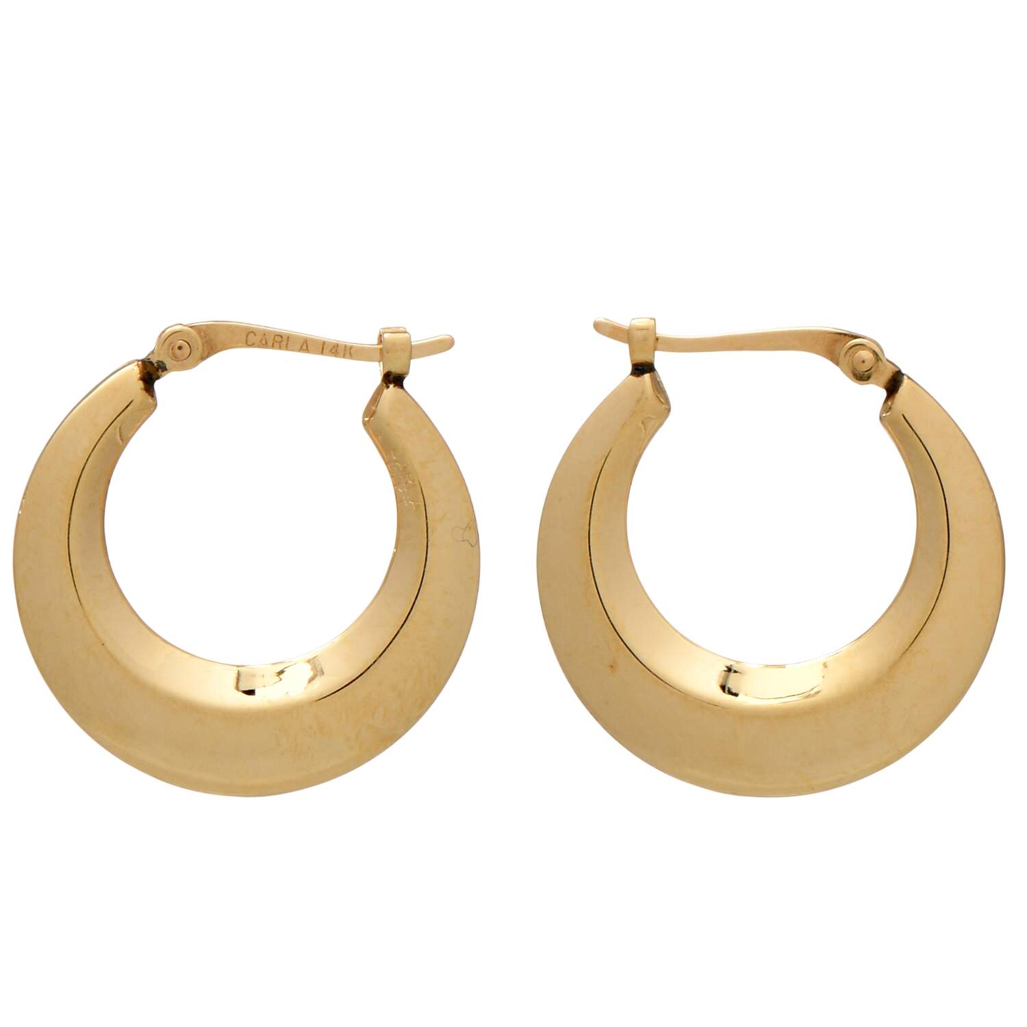 14KY Diamond-Cut Satin Finish Huggie Hoop Earrings-2