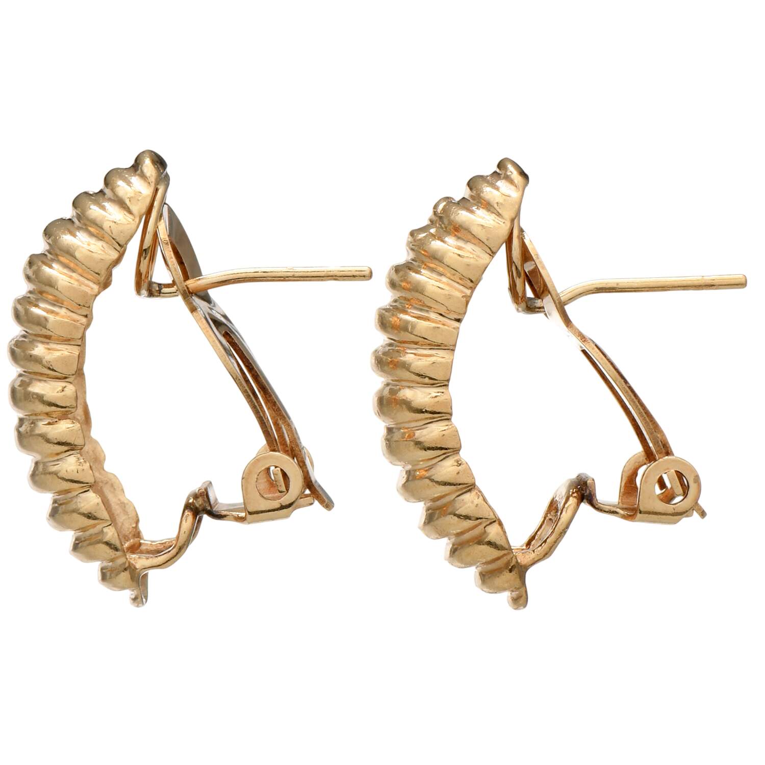 14KY Classic Ribbed Half-Hoop Earrings-2