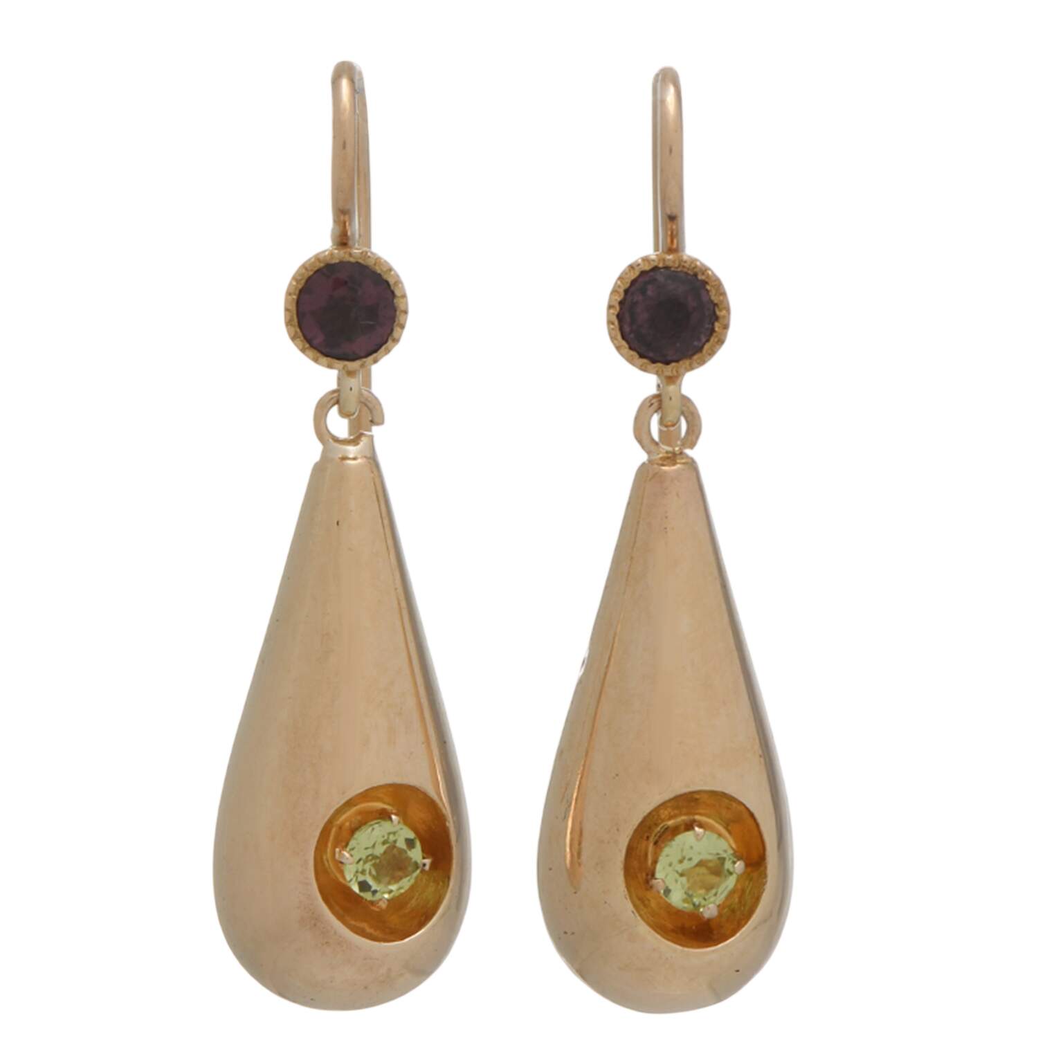 14KY Victorian Amethyst(0.20) & Peridot(0.18) Drop Earrings-1