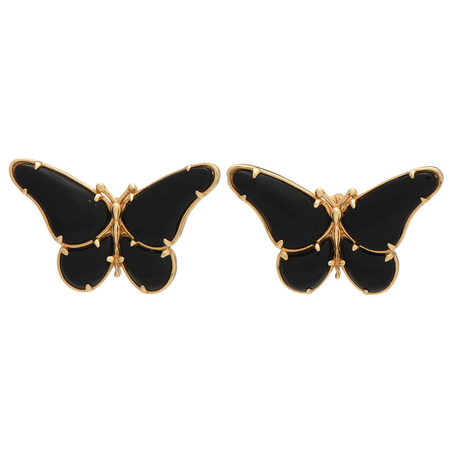 18KY Black Onyx Butterfly Earrings-1