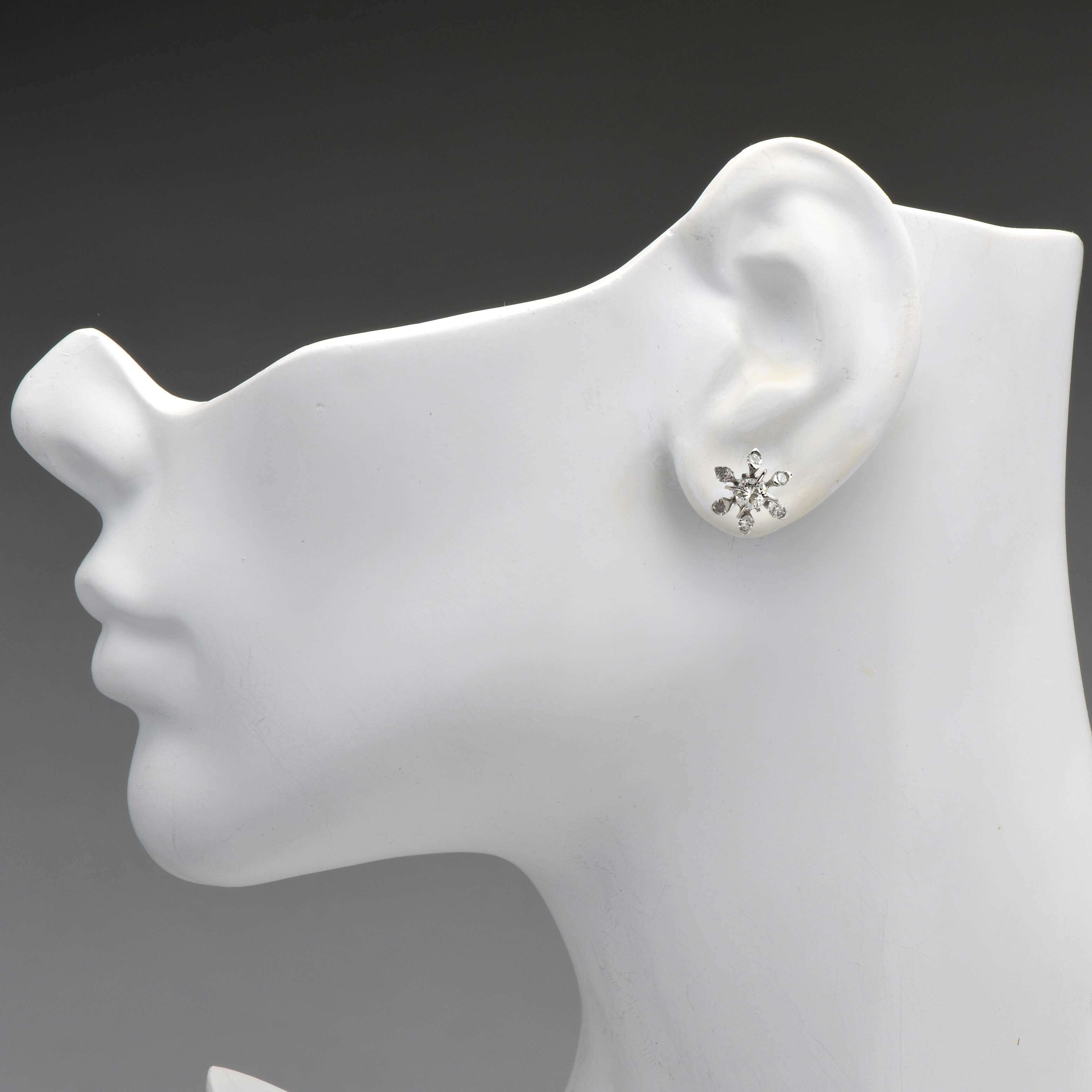 14KW Vintage Diamond (0.40) Cluster Earrings-3
