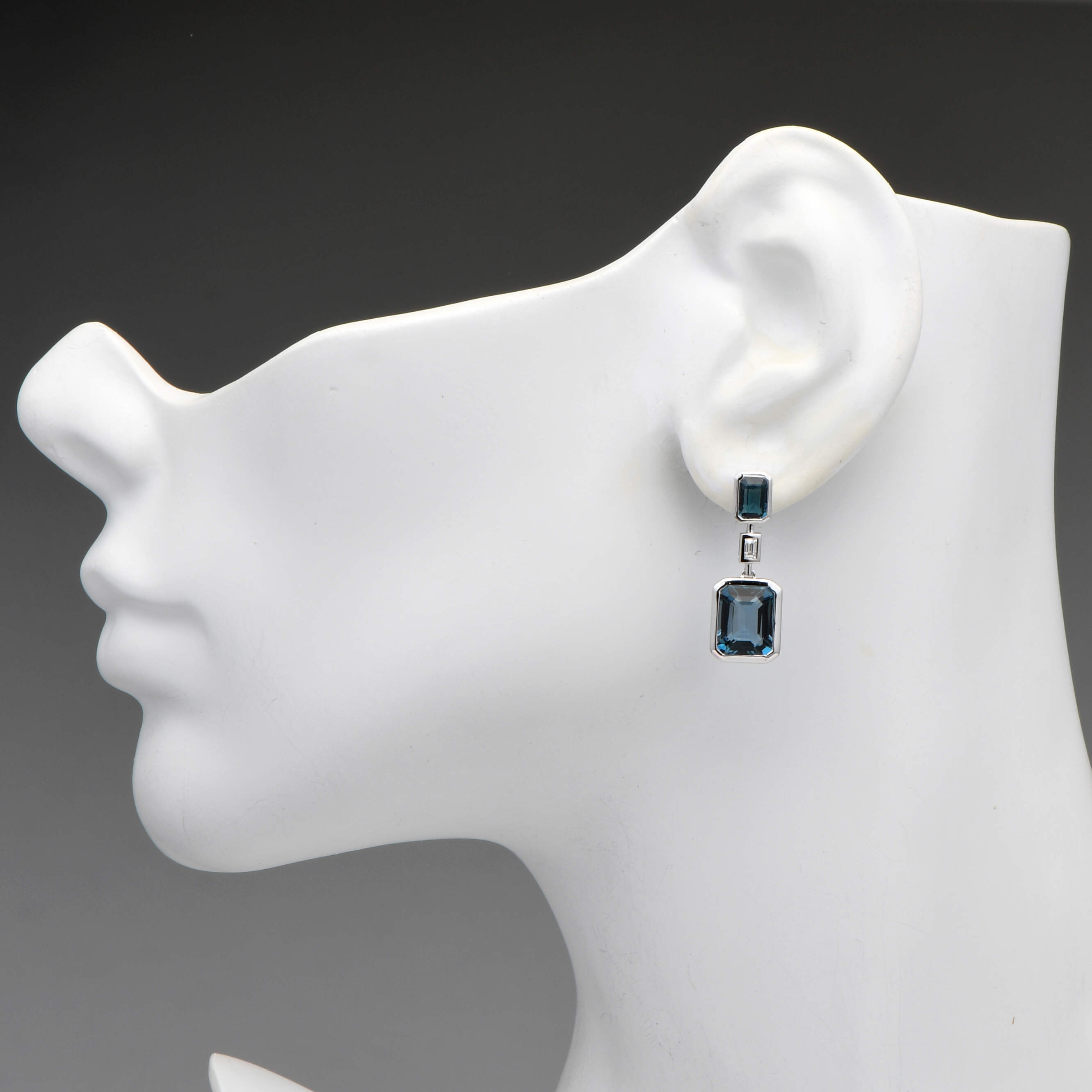 14KW Effy Shades of Blue Topaz (10.05) & Diamond (0.12) Earrings-3
