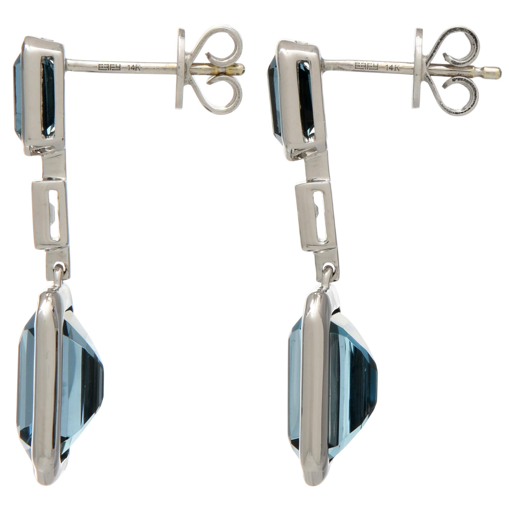 14KW Effy Shades of Blue Topaz (10.05) & Diamond (0.12) Earrings-2