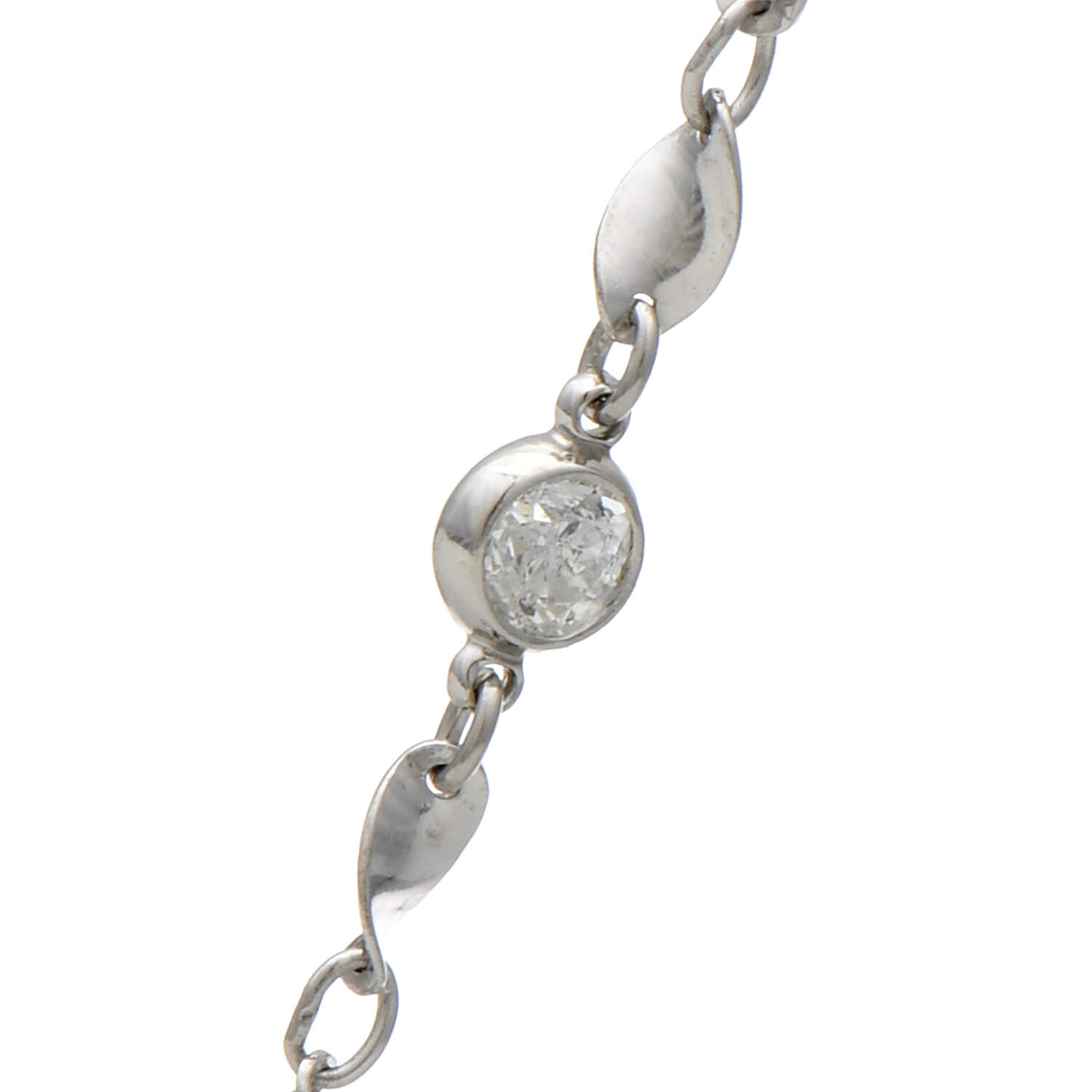 Palladium Handmade Diamond(1.50) Twist Link Necklace-3