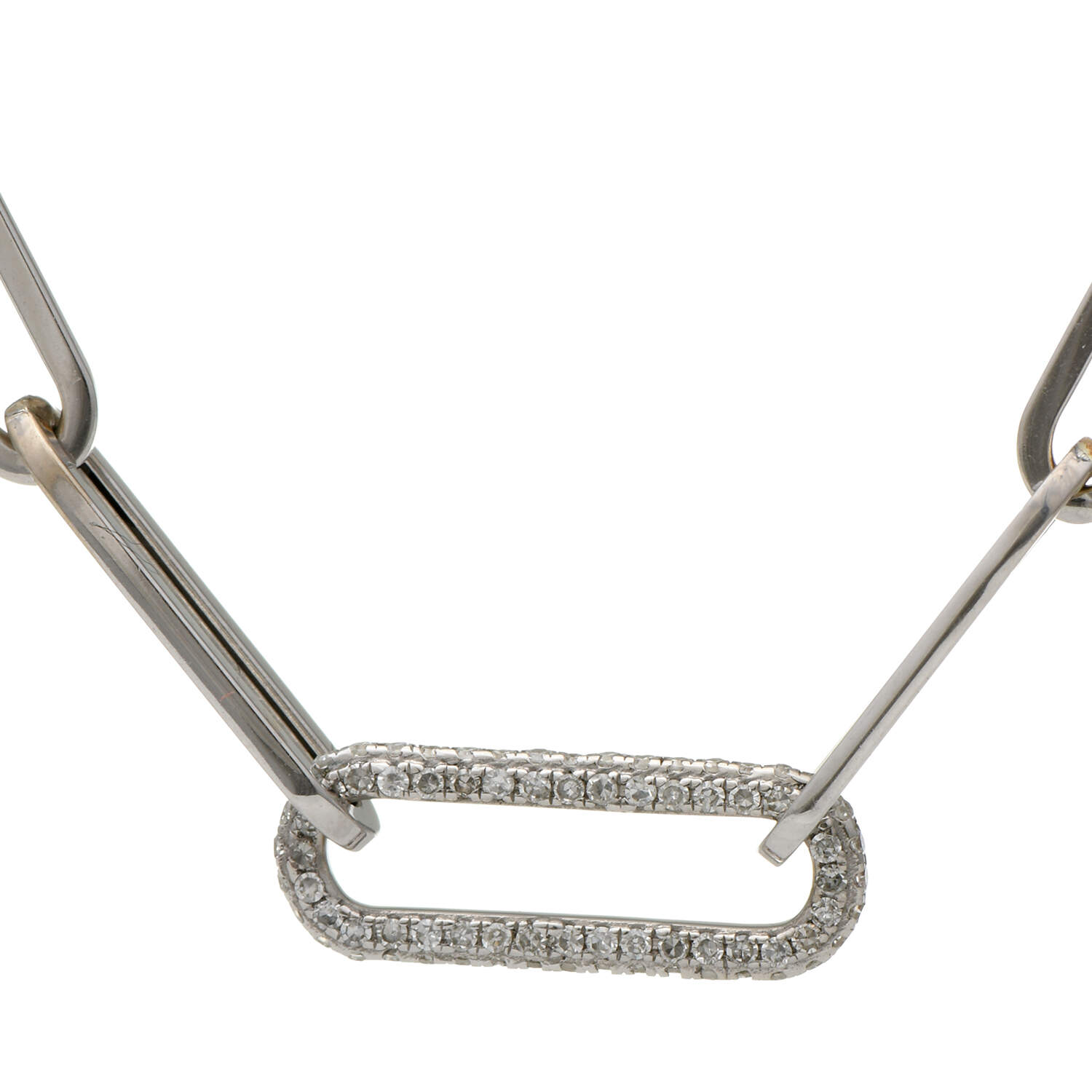 14KW Diamond(0.45) Accented Paperclip Necklace-1