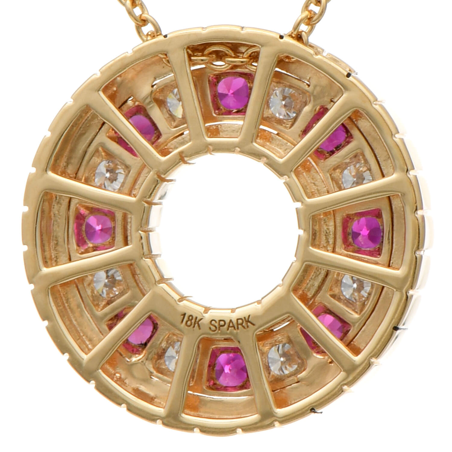 18KY Spark Ruby(0.40) & Diamond(0.28) Circle Necklace-2