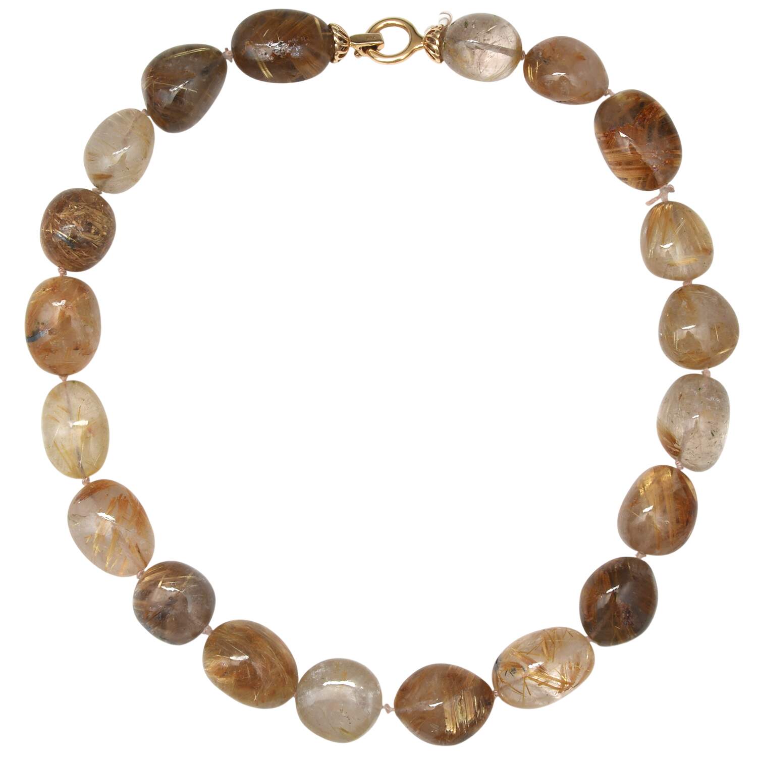 14KY Rutilated Quartz Nugget Strand Necklace-1