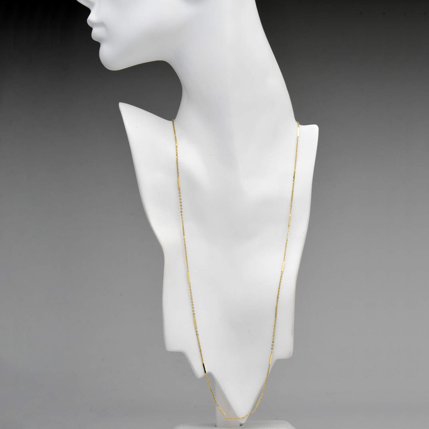 14KY Bar & Cable Link Chain Necklace-3