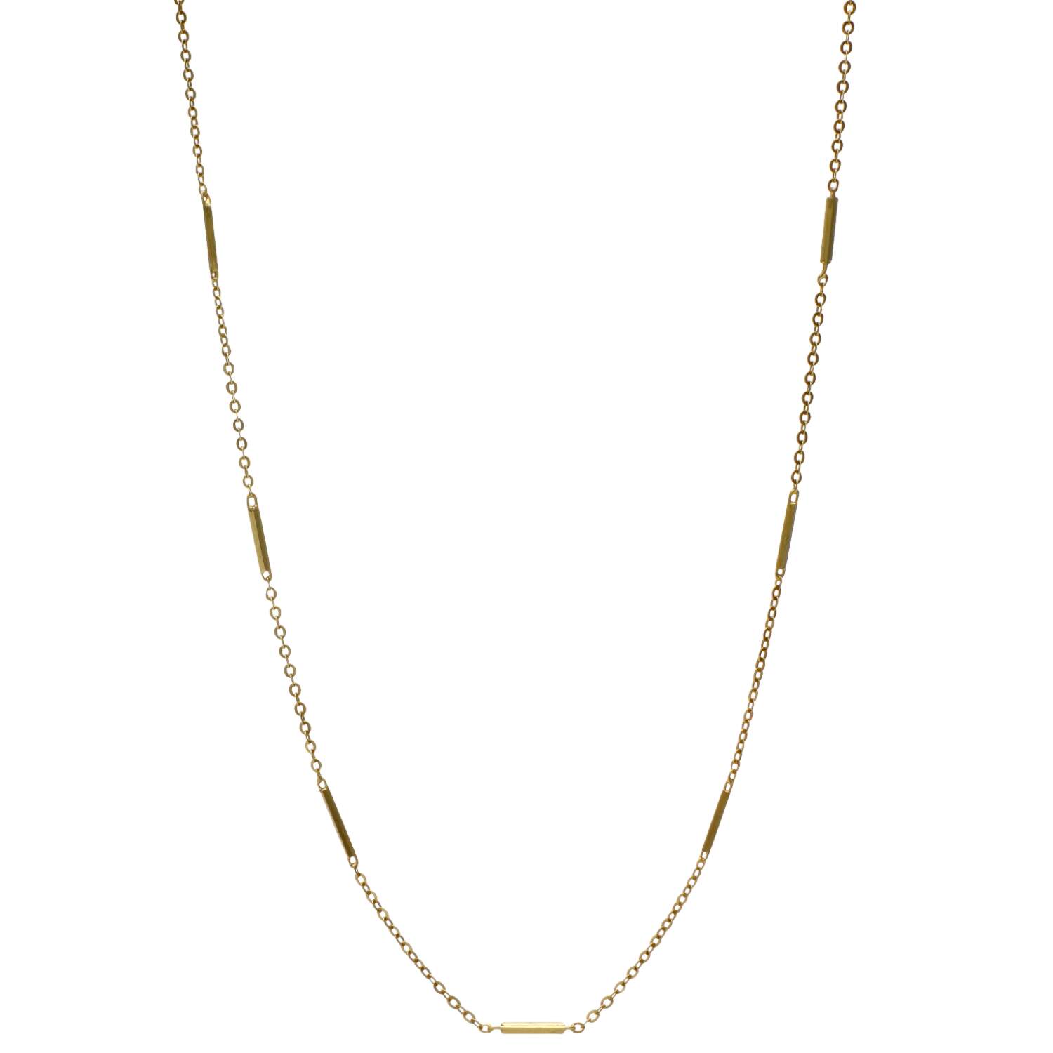 14KY Bar & Cable Link Chain Necklace-1