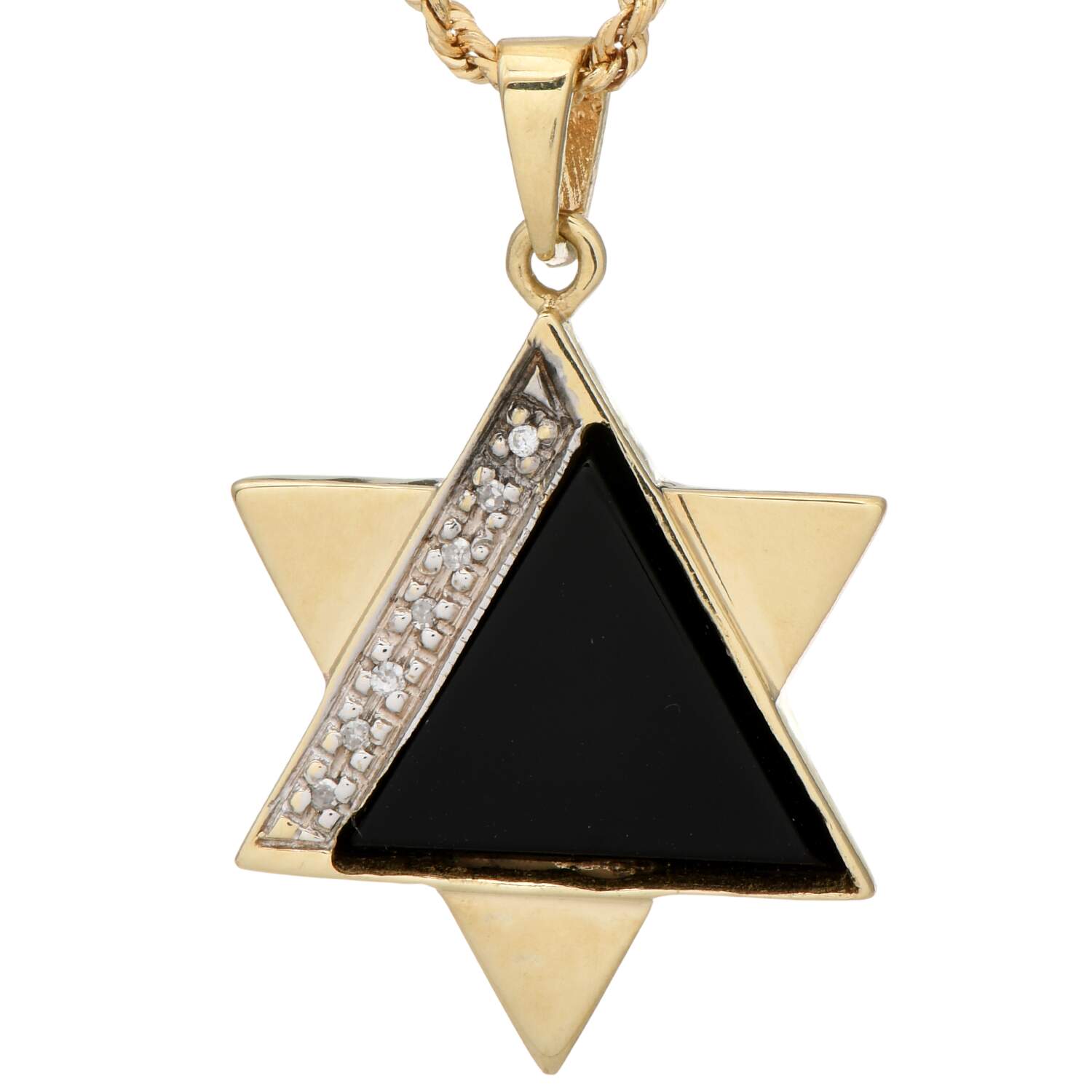 14KY Onyx & Diamond Accent Star of David Necklace-1
