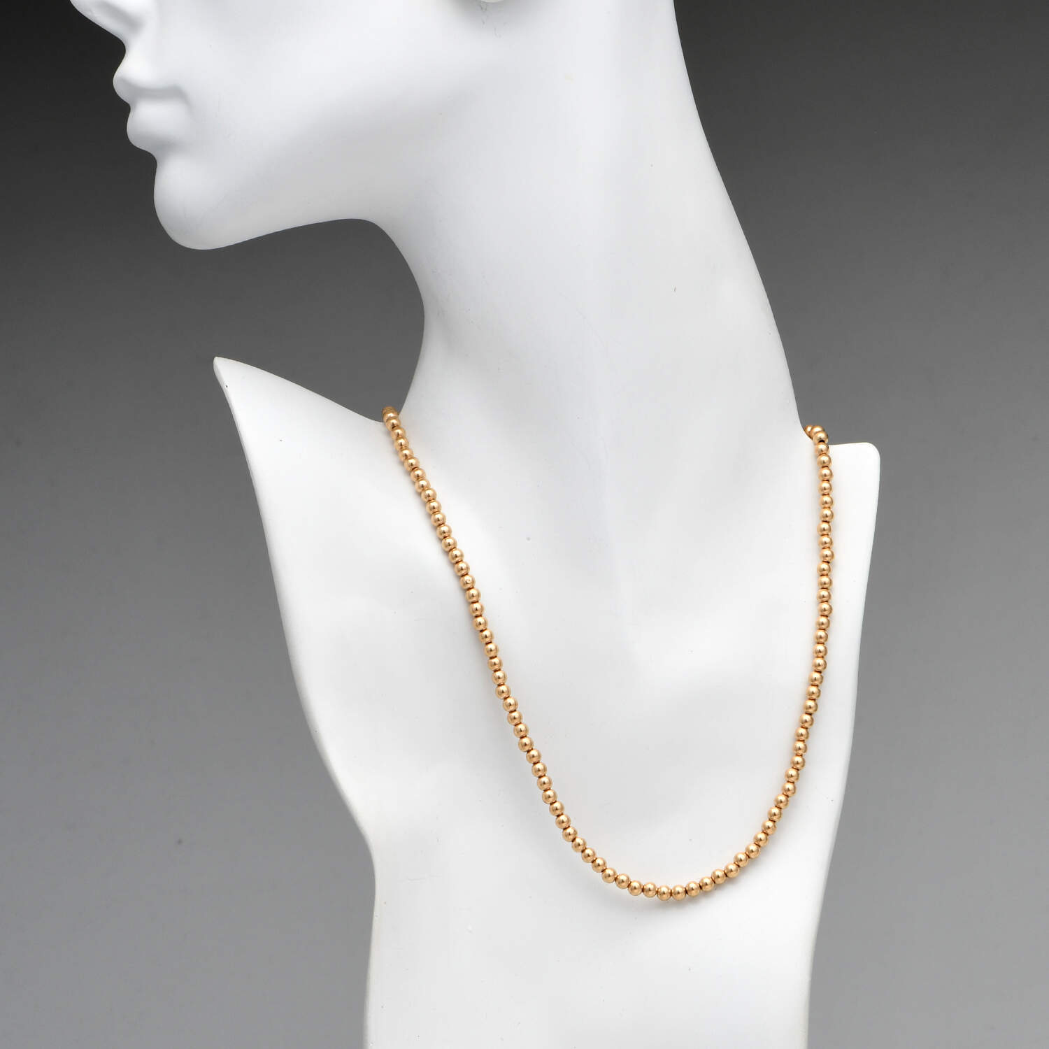 14KY Hollow Gold Bead(3.9 mm) Necklace-3