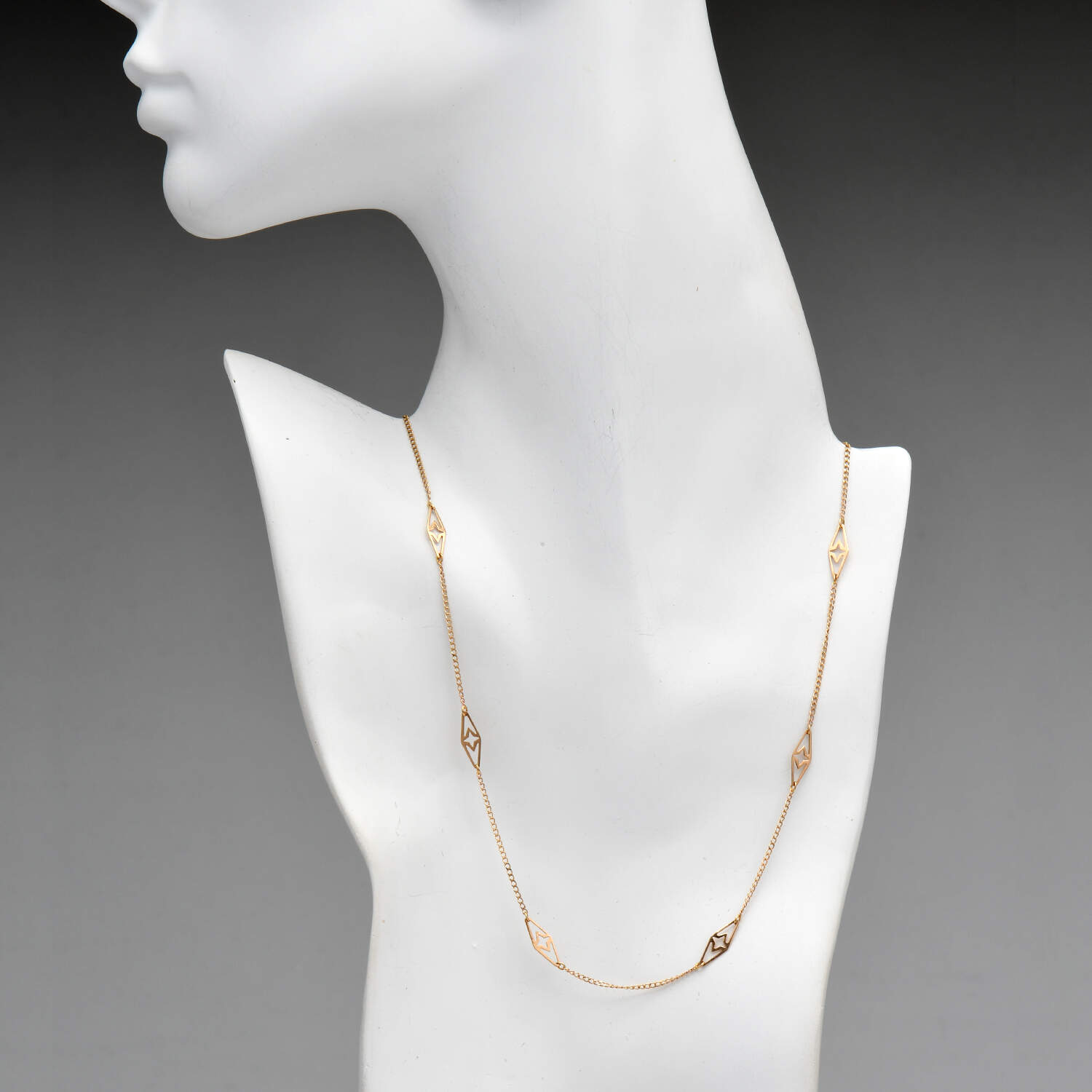 14KY Vintage Filigree Station Cable Chain Necklace-3