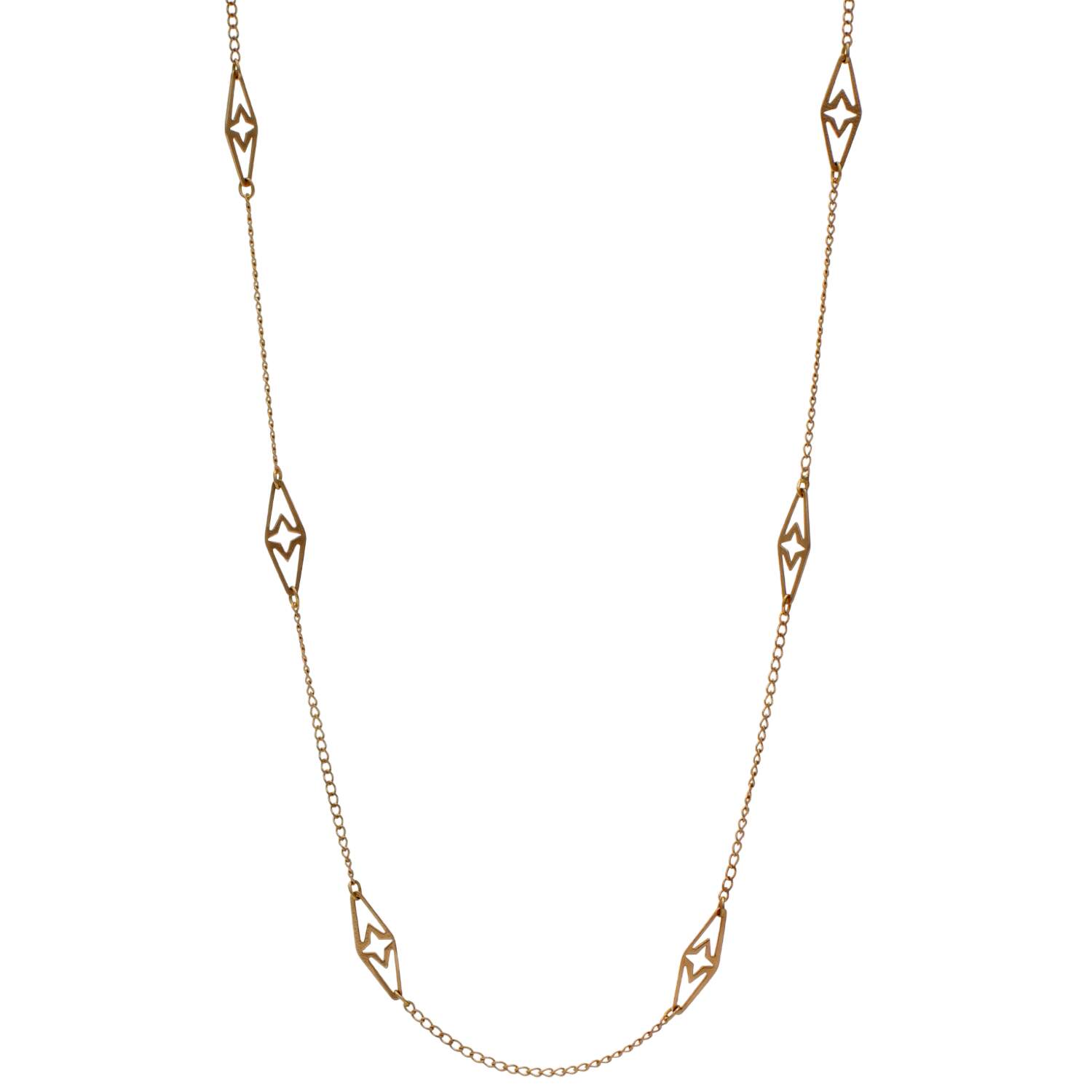 14KY Vintage Filigree Station Cable Chain Necklace-1