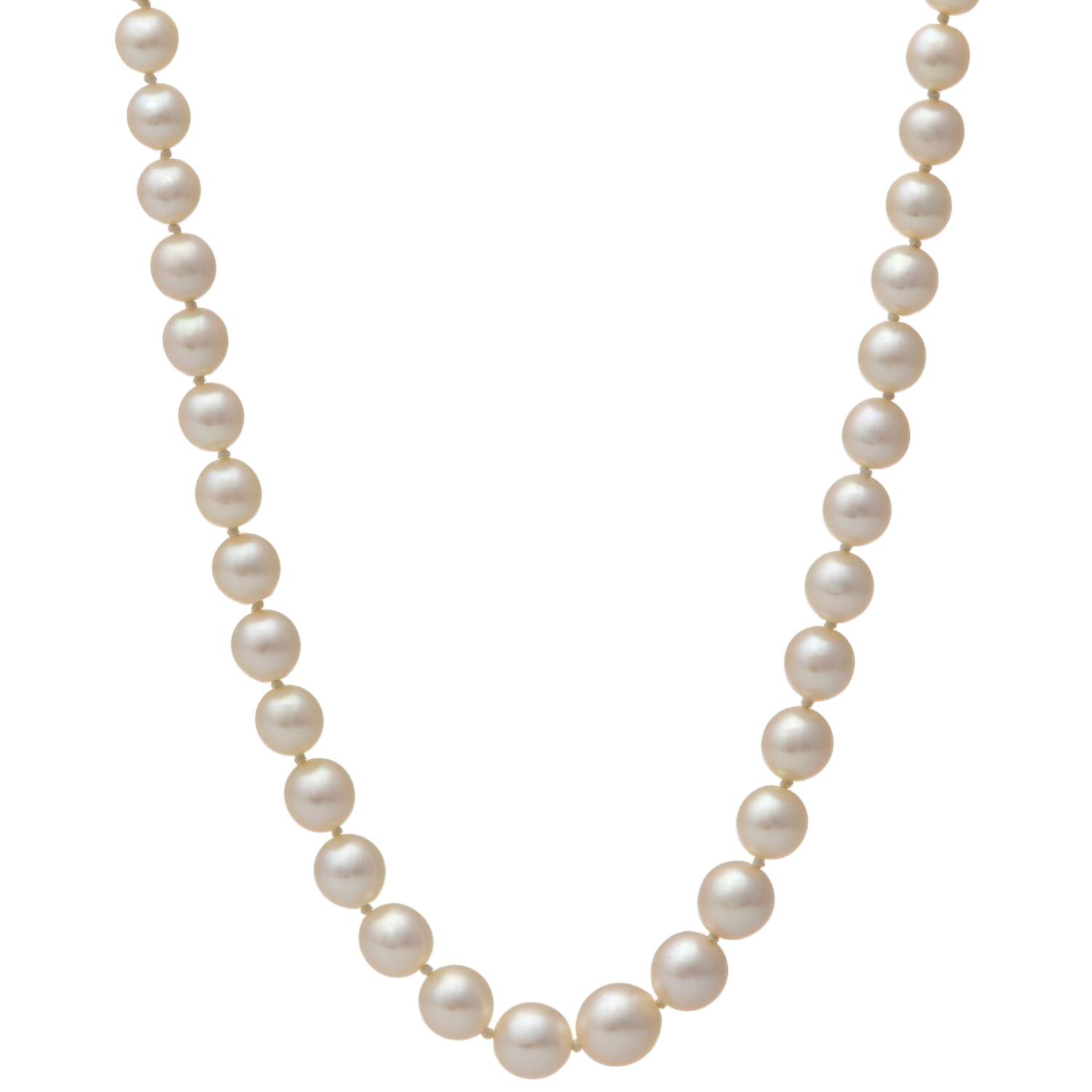 12KW Graduated Pearl(7.0-10.0 mm) with Diamond(0.10) Clasp Necklace-1