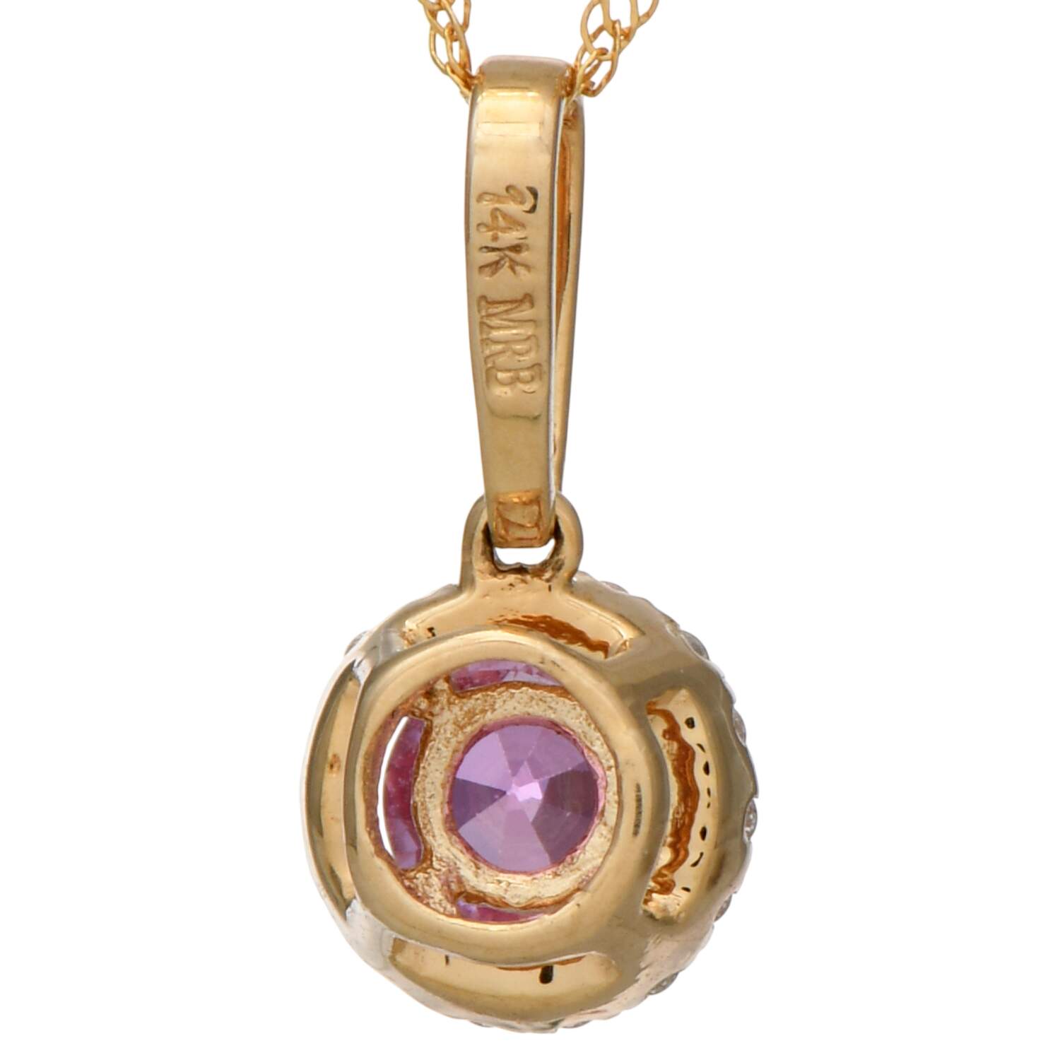 14KY Petite Pink Sapphire(0.65) & Diamond(0.07) Necklace-2