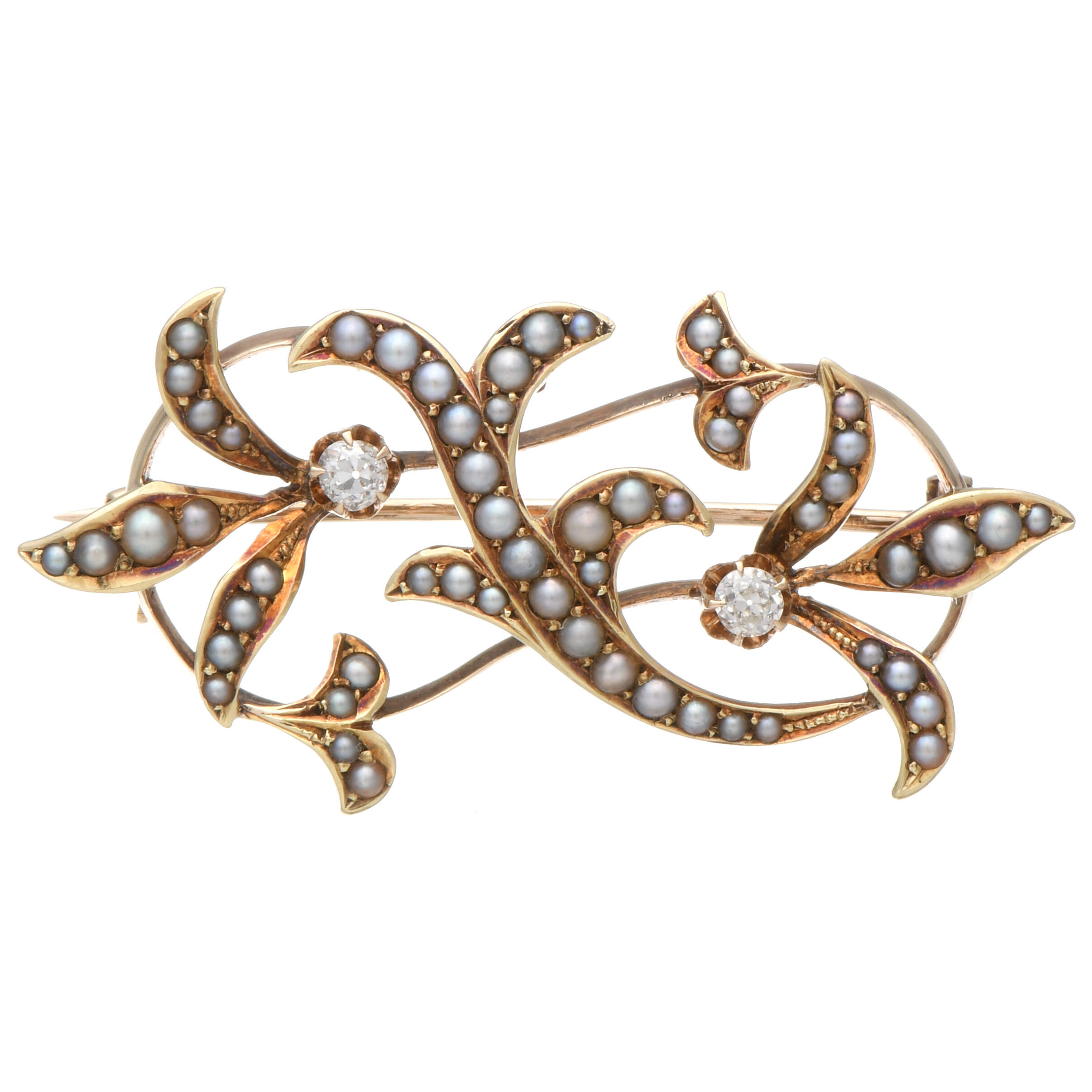 14/12 KY Victorian Seed Pearl & Diamond(0.12) Floral Pin-1
