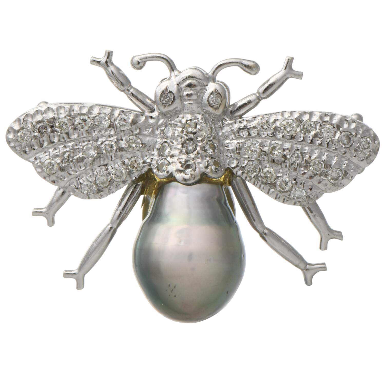 14KW Tahitian Pearl (15.75mm X 11.3mm) & Diamond (.56) Bumble Bee Pin-1