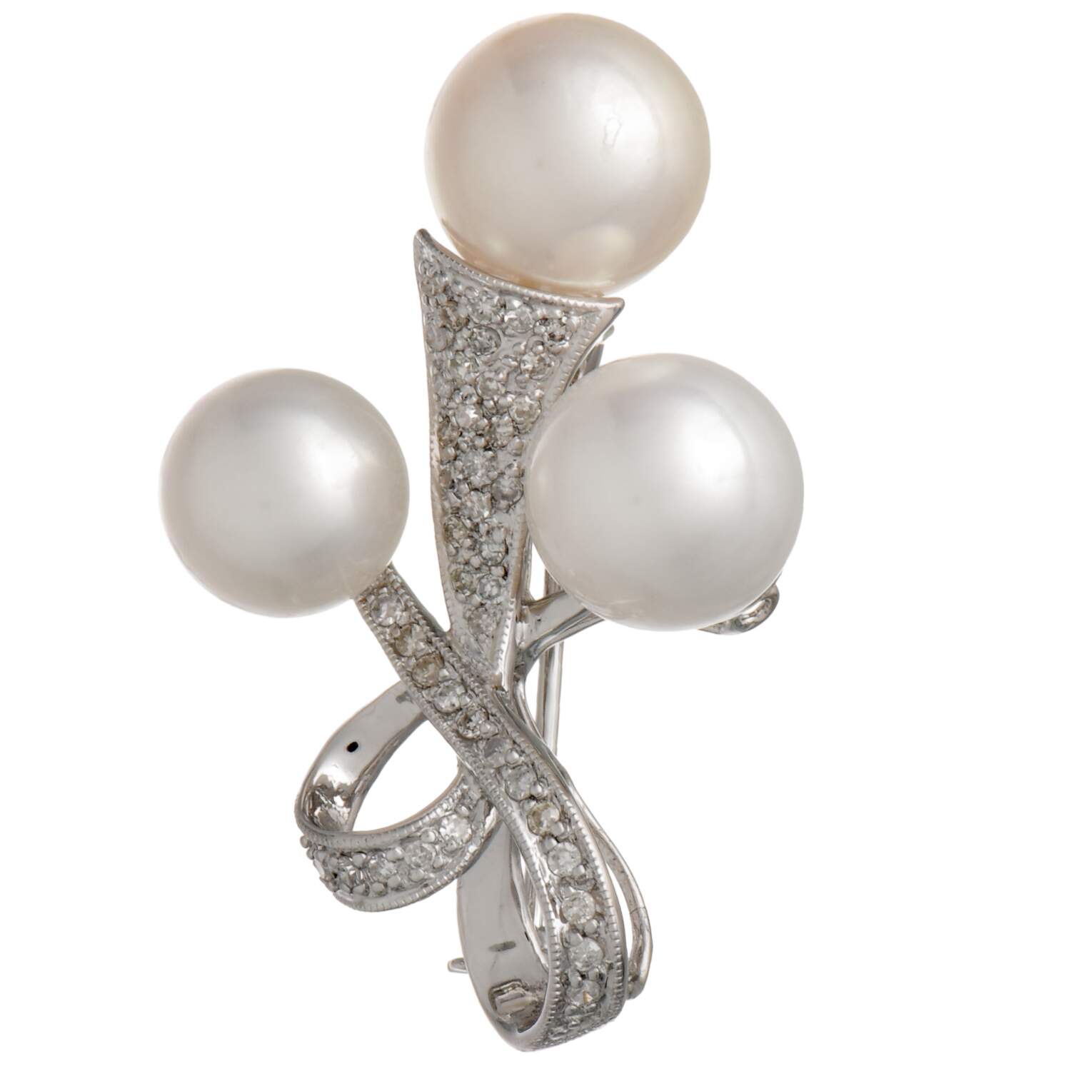 14KW Abstract Pearl(8.8-10.1) & Diamond(0.40) Pave Pin-1