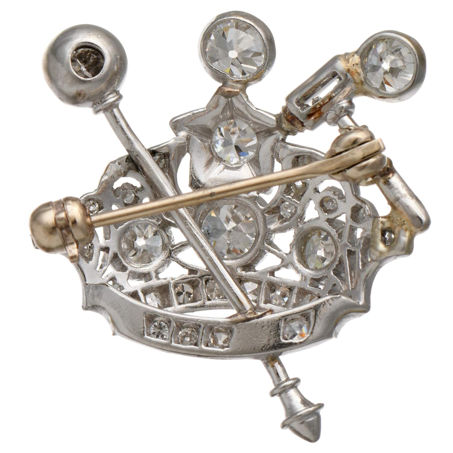 Platinum Vintage Diamond (1.13) Crown & Scepter Pin-2