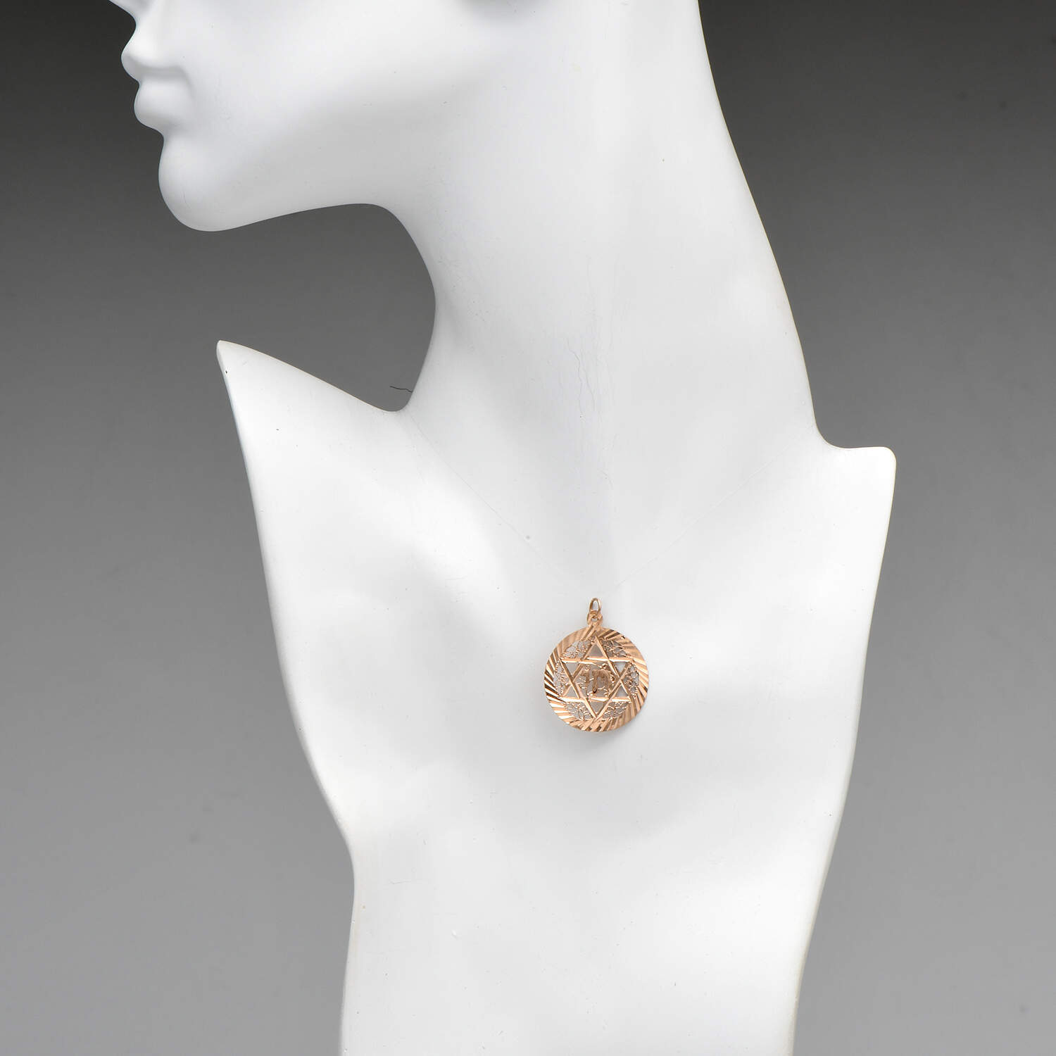 14KY Radiant Star of David Pendant-3