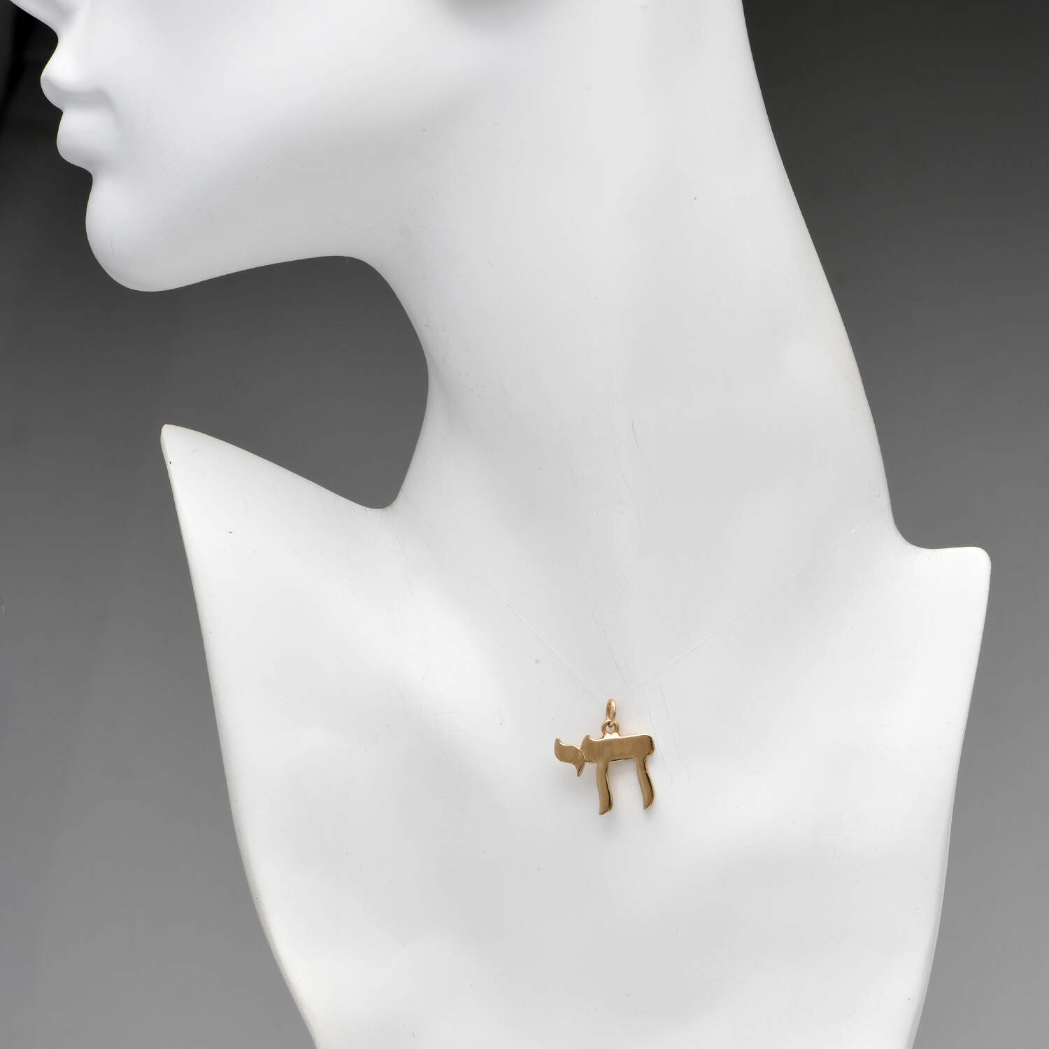 14KY Solid Gold Chai Pendant-3