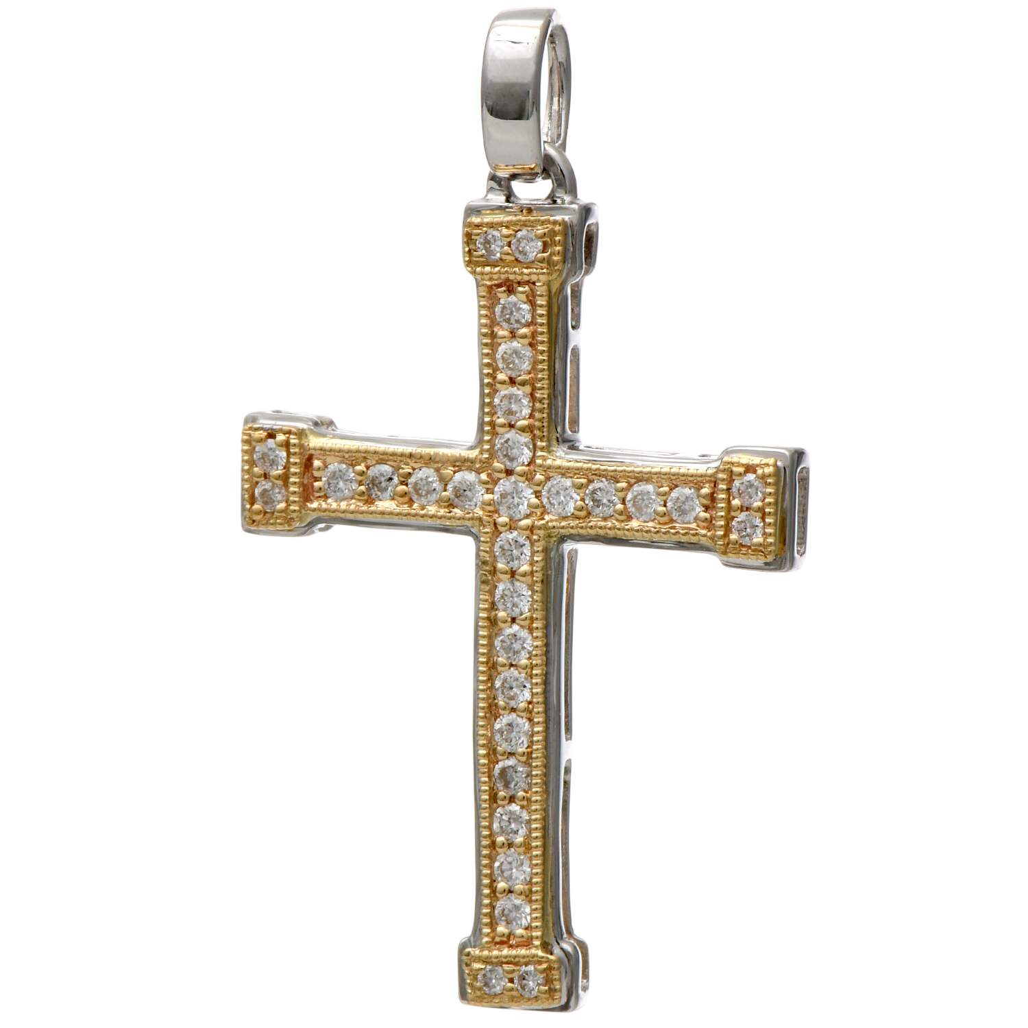 14KWY Diamond(0.25) Cross Pendant-1