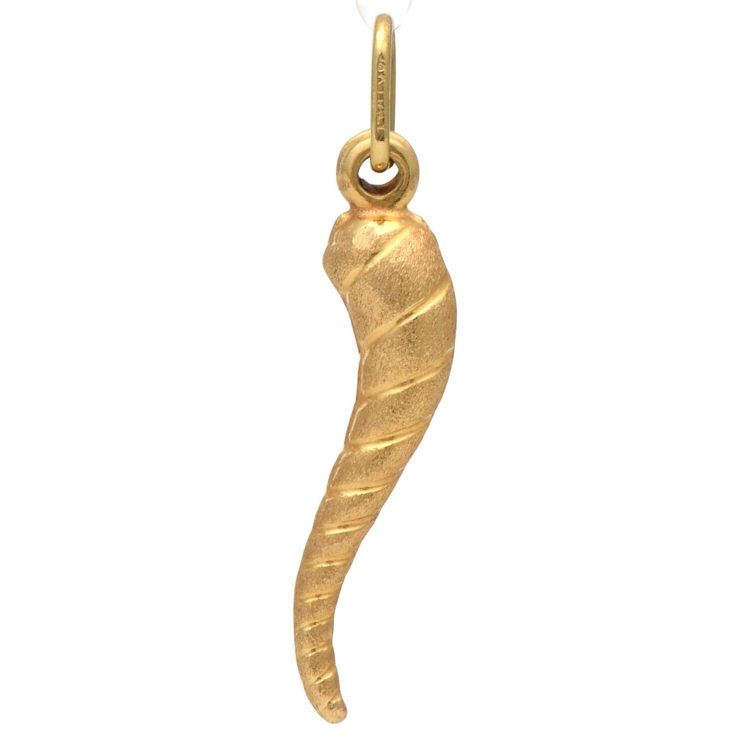 18KY Italian Textured Horn Pendant-2