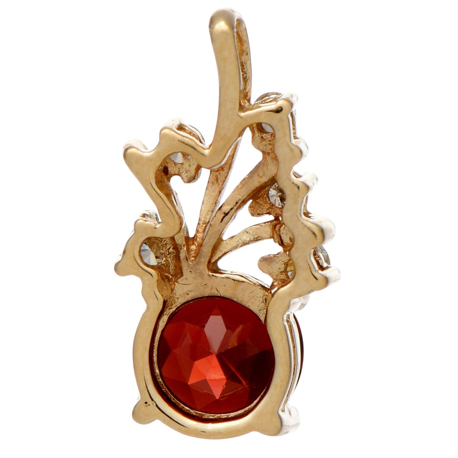 14KY Garnet(1.0) & Diamond(0.10) Spray Pendant-2
