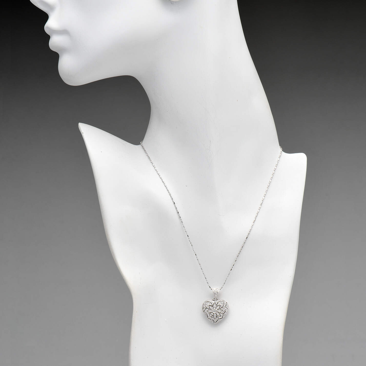 14KW Pave Diamond(0.45) Heart Locket Pendant-6
