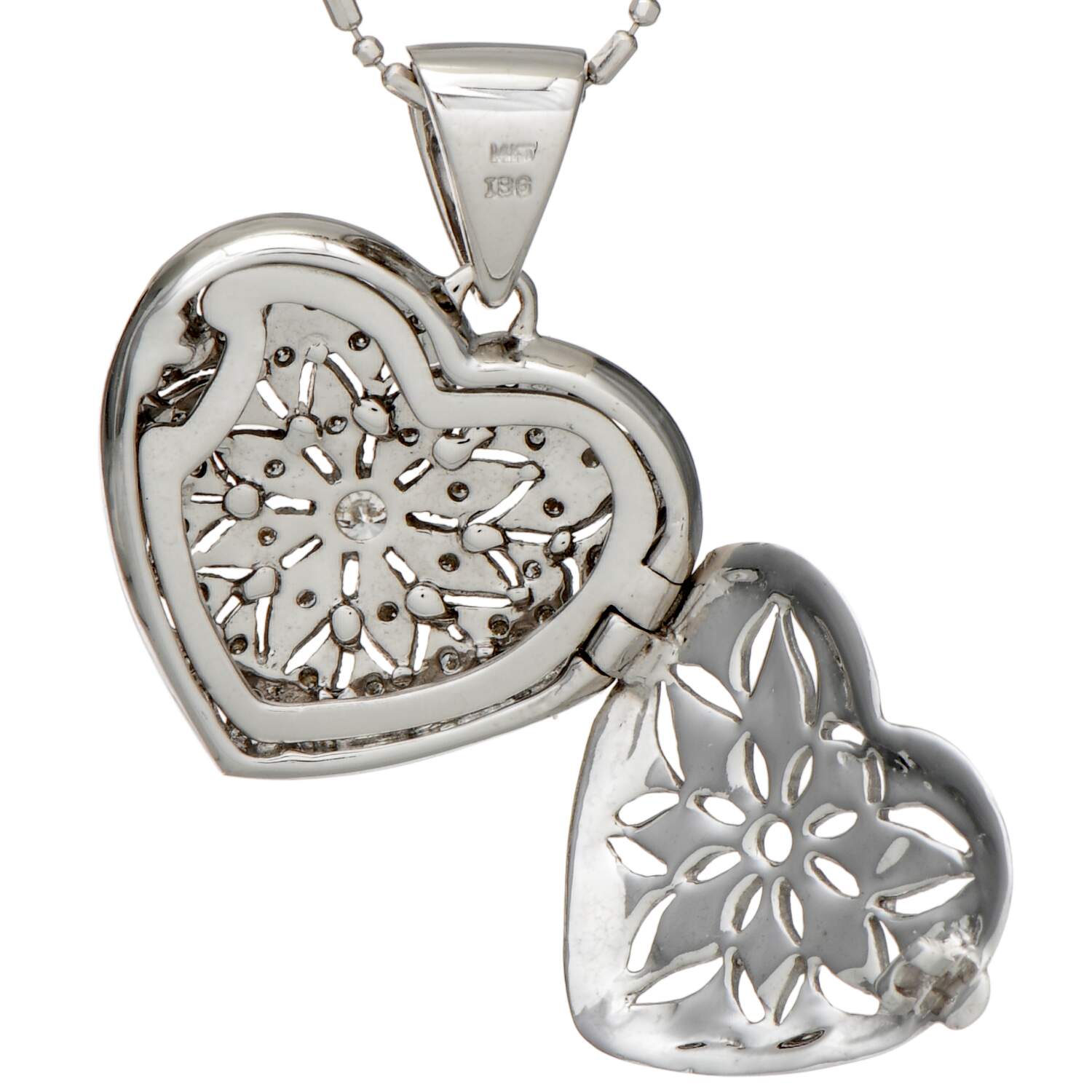 14KW Pave Diamond(0.45) Heart Locket Pendant-5