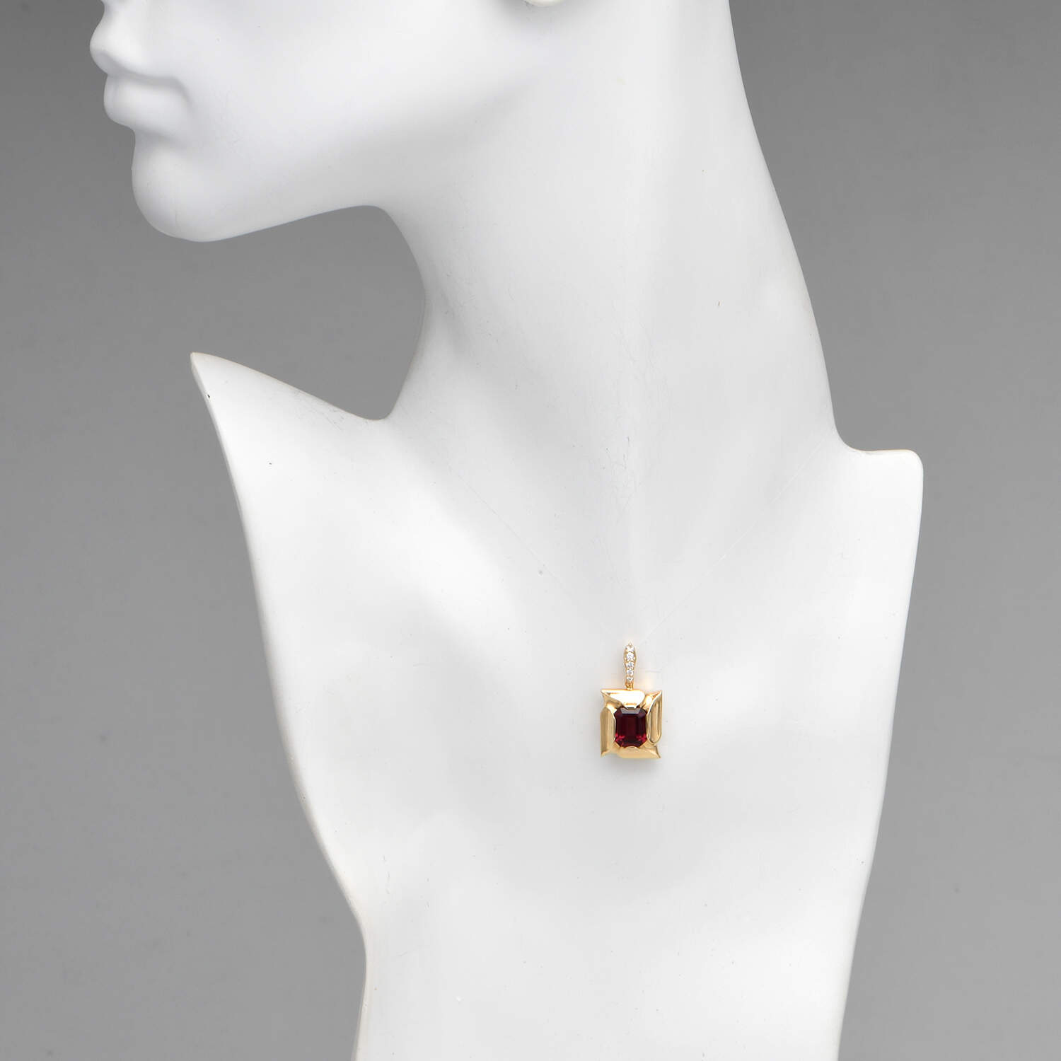 14KY Rhodolite Garnet (2.4) & Diamond (0.12) Enhancer Pendant-3