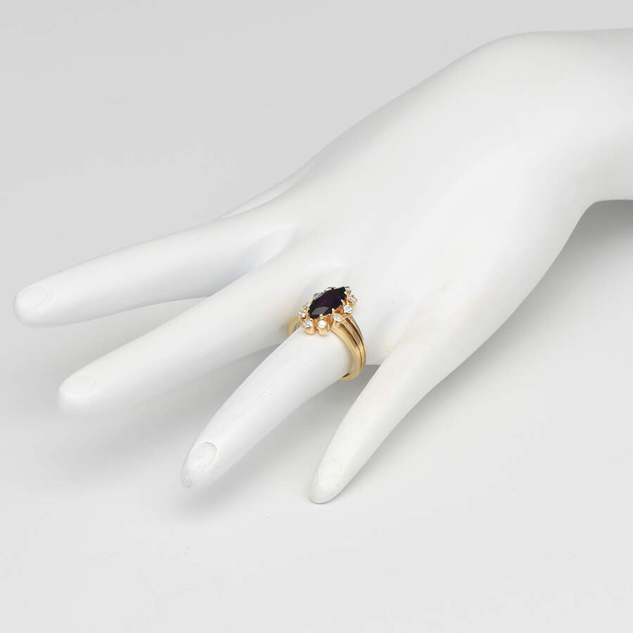 14KY Vintage Amethyst(1.10) & Diamond(0.30) Ring-5