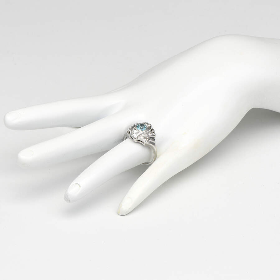 14KW Vintage Zircon(0.65) & Diamond(0.42) Ring-5