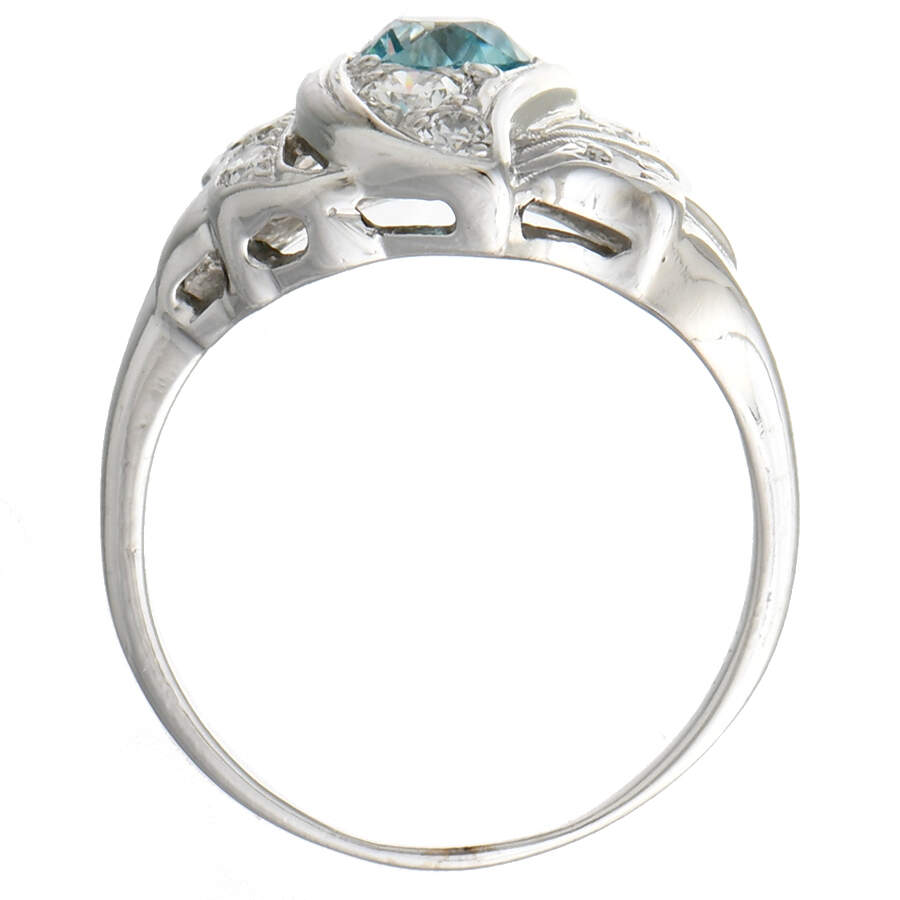 14KW Vintage Zircon(0.65) & Diamond(0.42) Ring-4