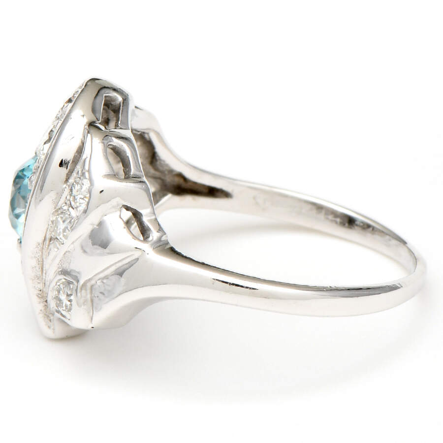 14KW Vintage Zircon(0.65) & Diamond(0.42) Ring-3