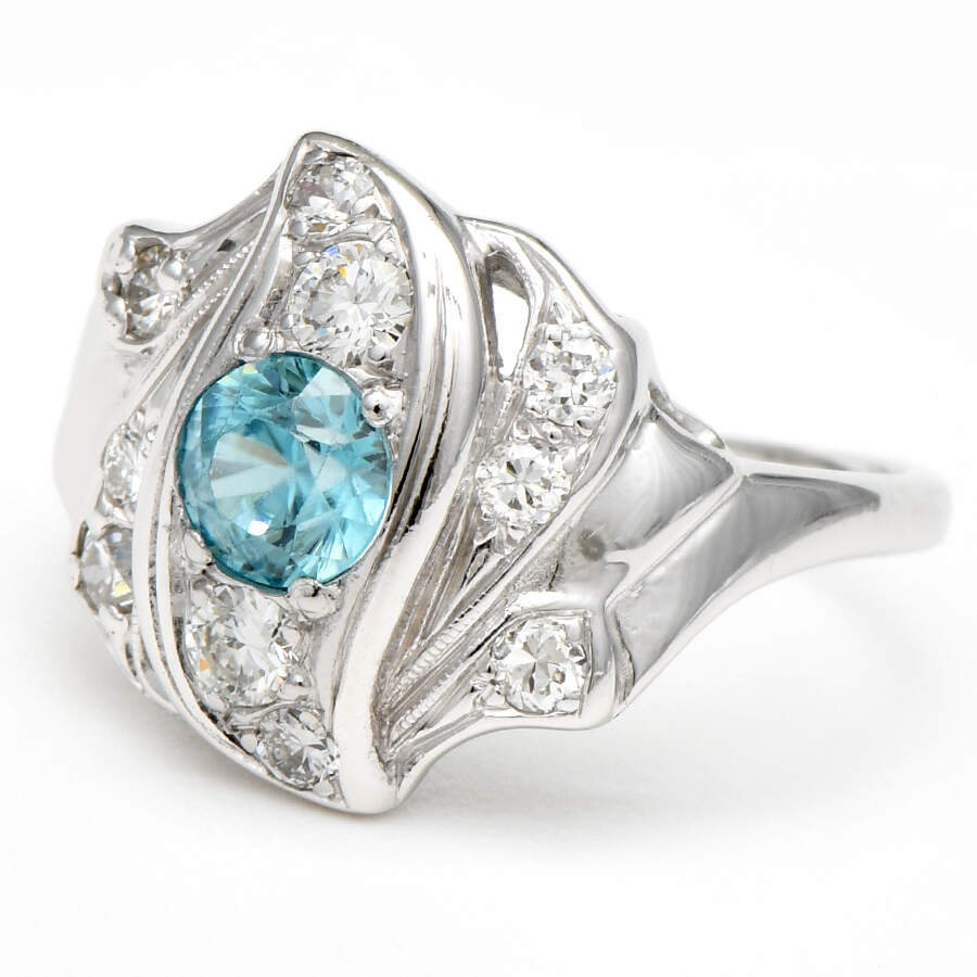 14KW Vintage Zircon(0.65) & Diamond(0.42) Ring-1