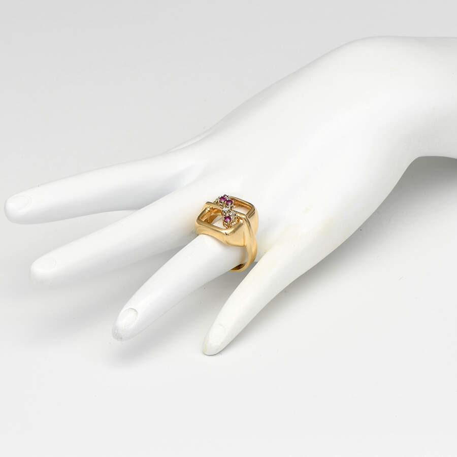 14KY Ruby(0.12) & Diamond(0.12) Modern Ring-5