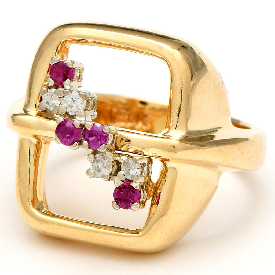 14KY Ruby(0.12) & Diamond(0.12) Modern Ring-1