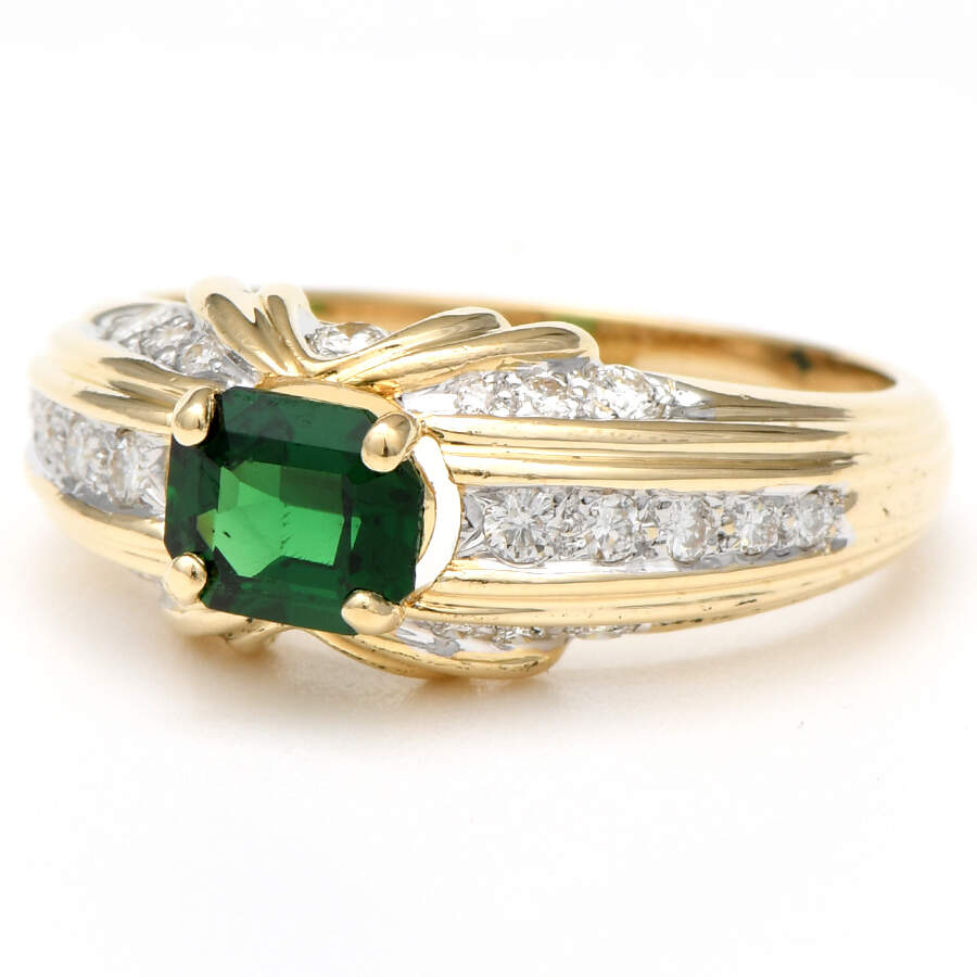 14KYW Tsavorite(0.90) & Diamond(0.35) Ring-1