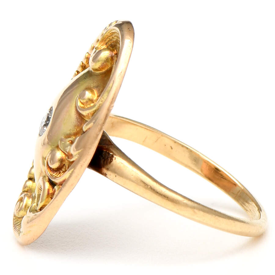 14KY Art Nouveau Diamond Accented Floral Ring-3