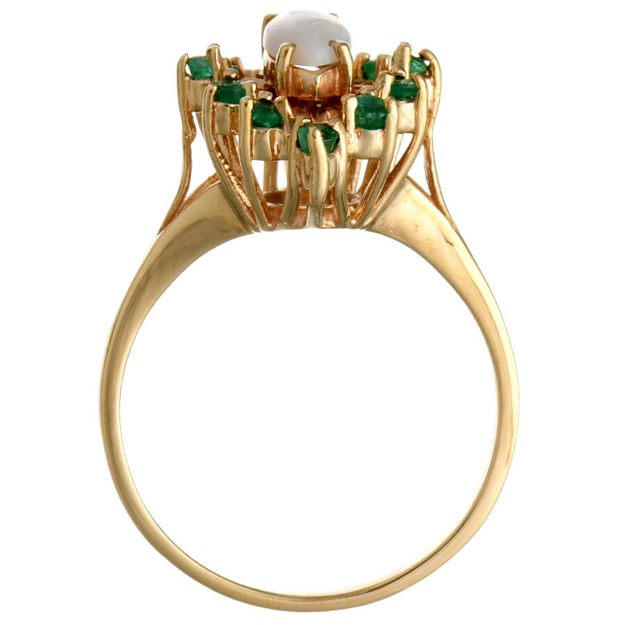 10KY White Opal(0.50) & Emerald(0.36) Ring-4